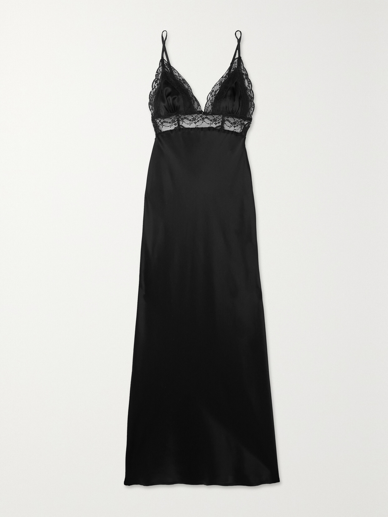 Maison Essentiele - Girl Next Door Lace-trimmed Silk-satin Nightdress - Black