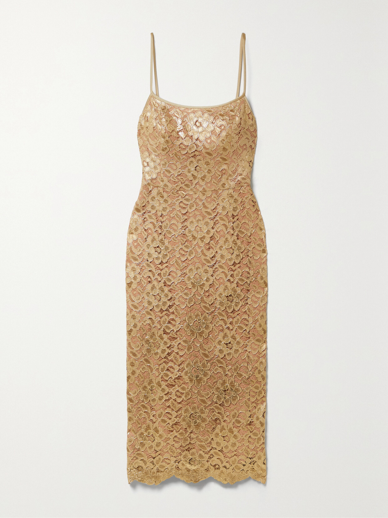 Michael Kors Collection - Satin-trimmed Metallic Corded Lace Midi Dress - Gold