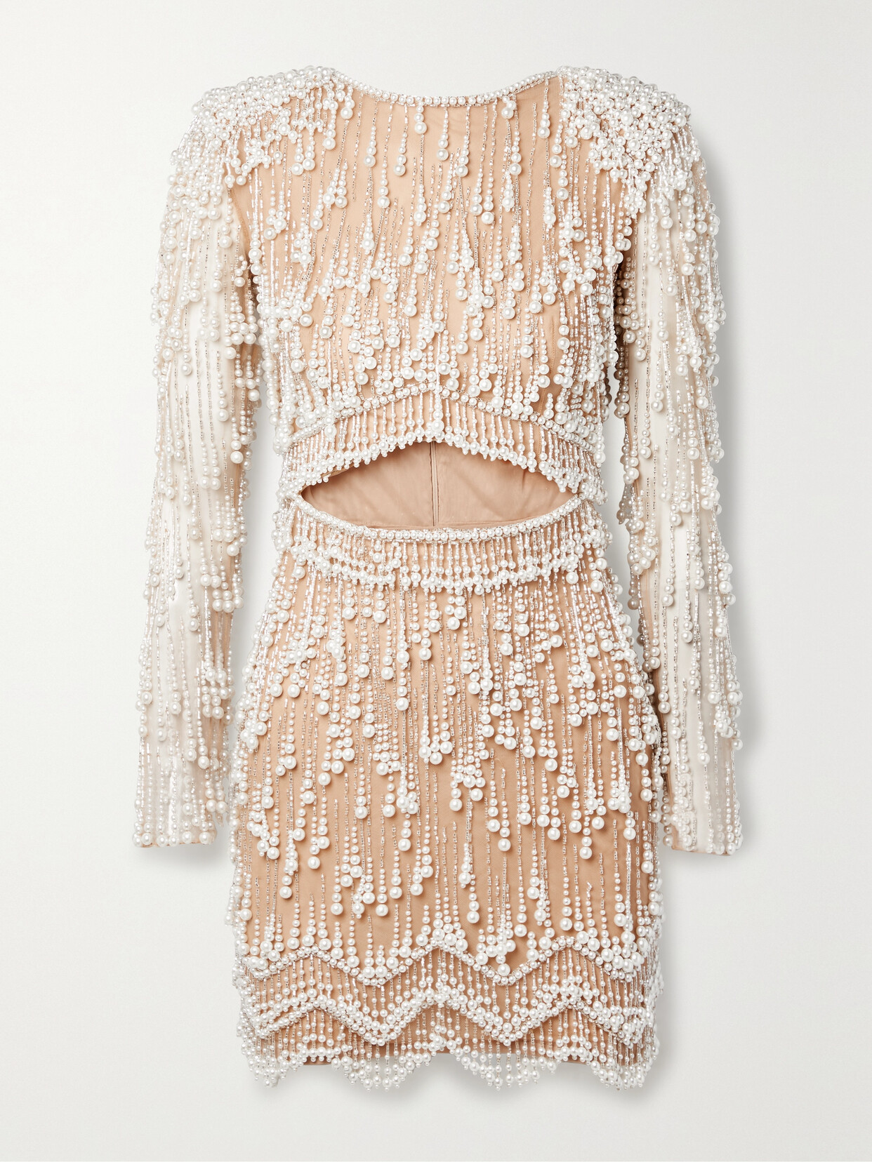 PatBO - Cutout Embellished Tulle Mini Dress - Neutrals