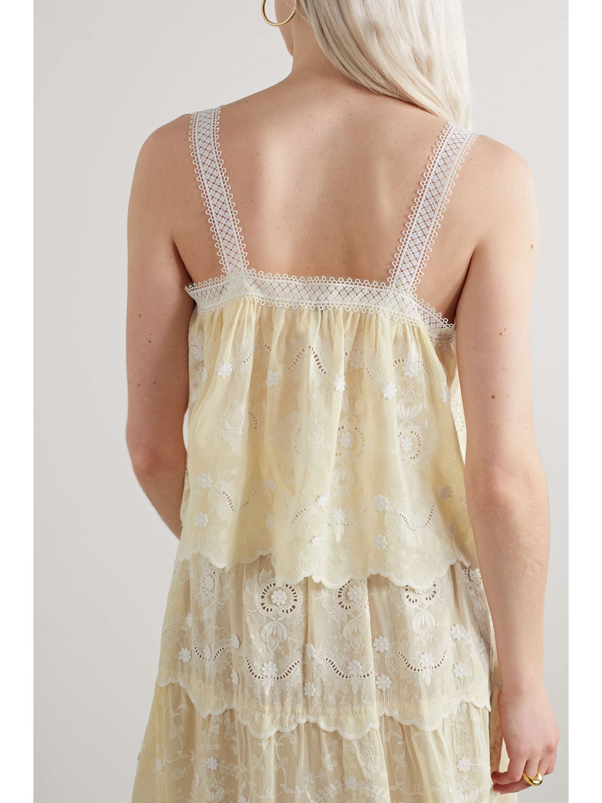 MIGUELINA Kaila crochet-trimmed broderie anglaise voile tank
