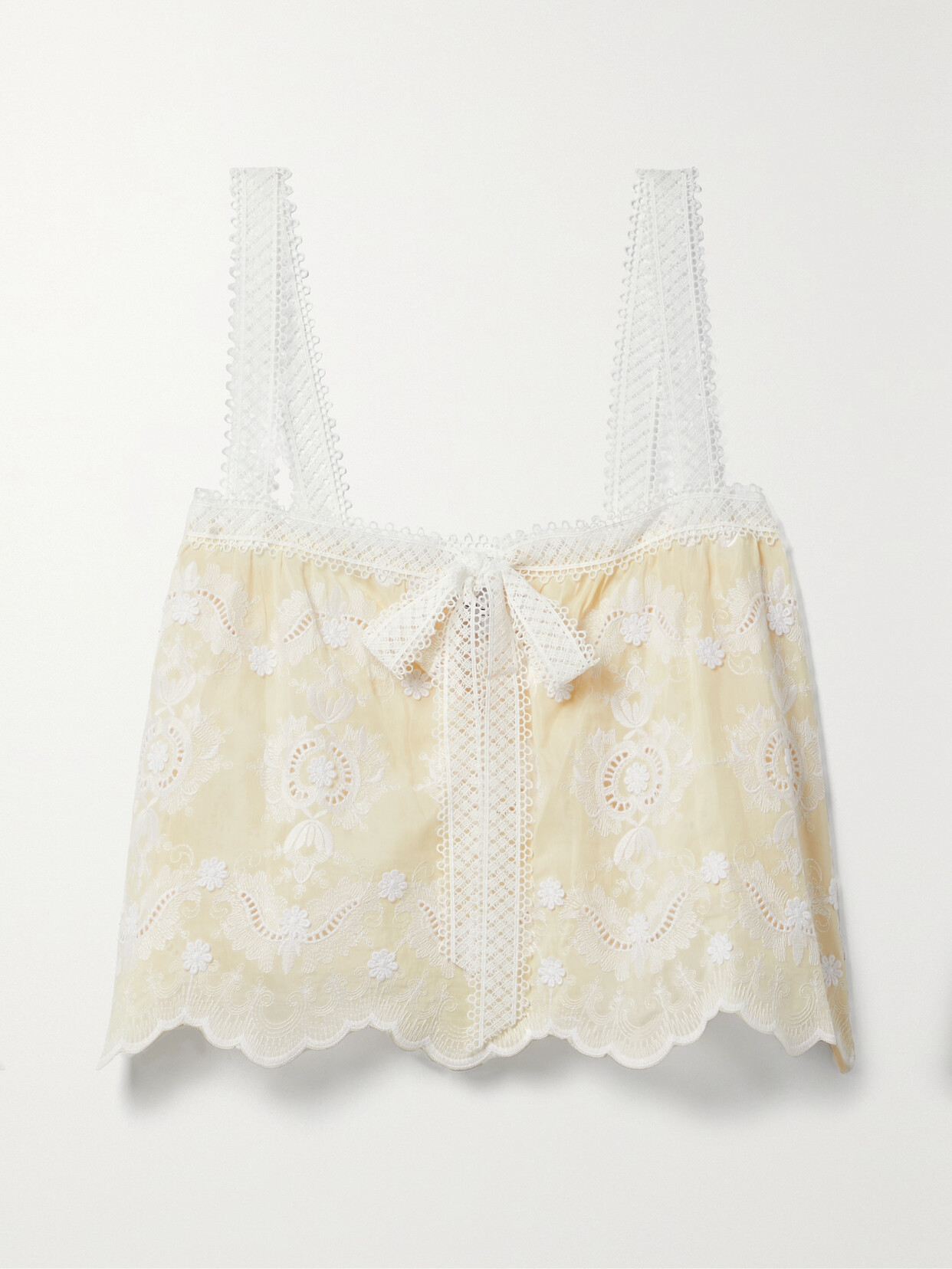 Miguelina Kaila Crochet-trimmed Broderie Anglaise Voile Tank In Cream