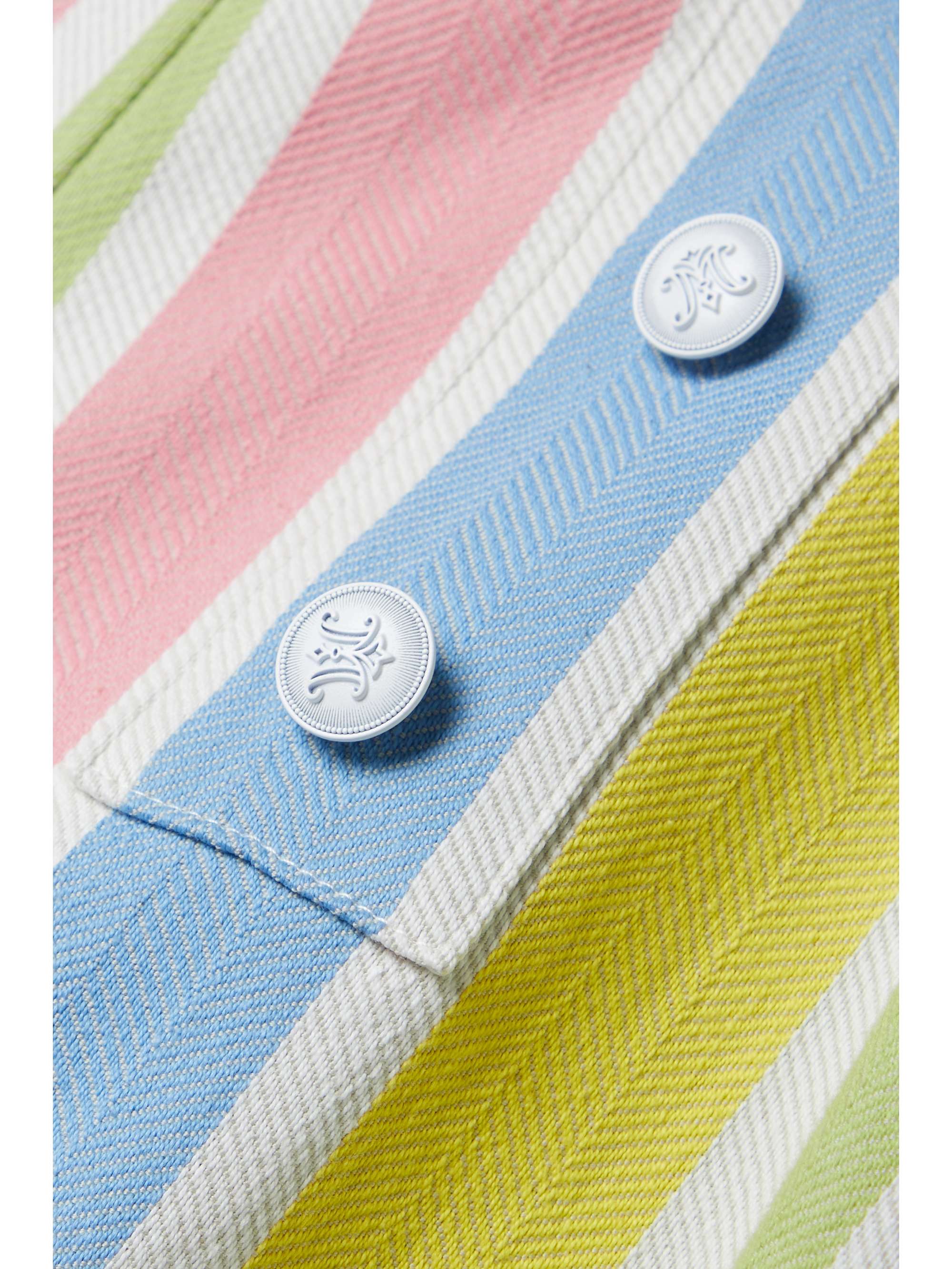 MIGUELINA Serafina striped herringbone cotton and linen-blend wide-leg pants