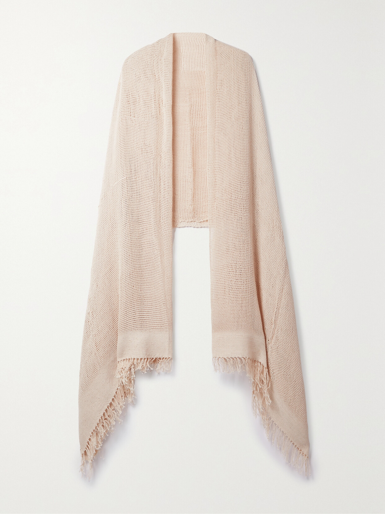 Miguelina Sekai Fringed Open-knit Cotton Scarf In Neutrals