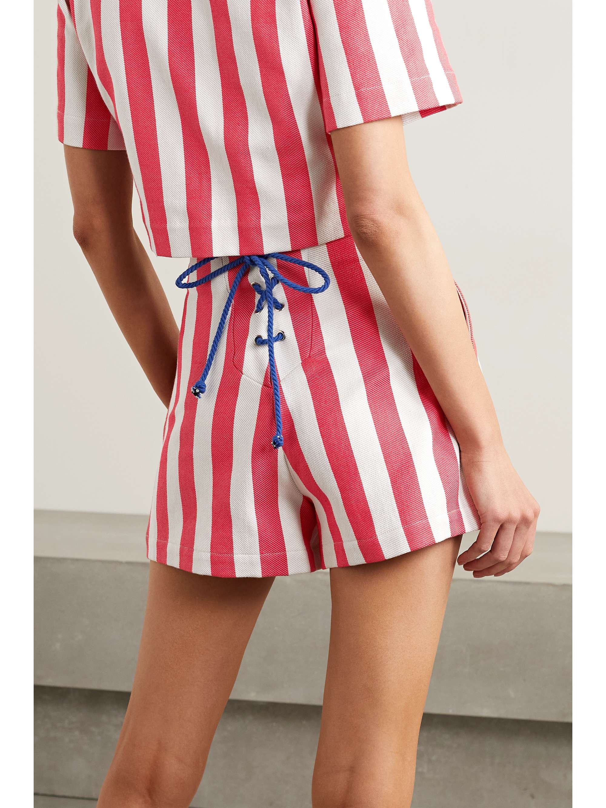 MIGUELINA Ariella striped organic cotton-twill shorts