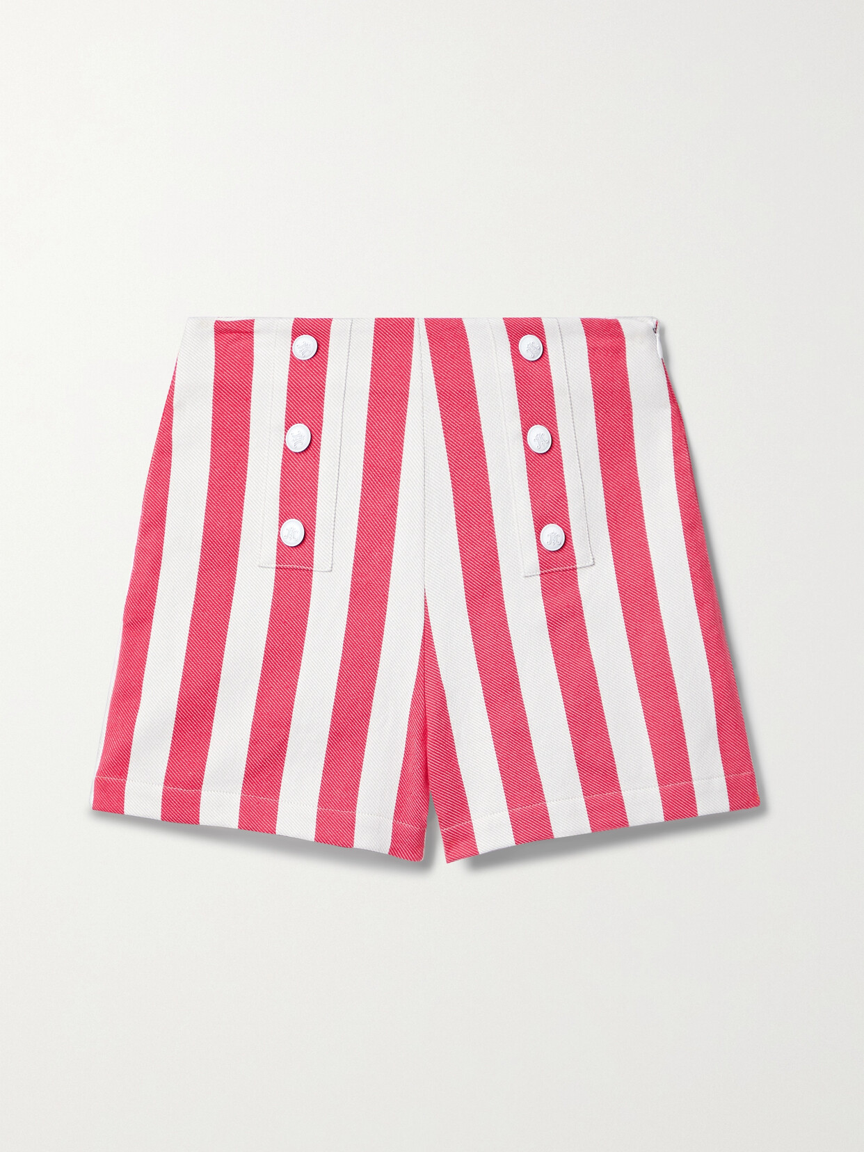 Miguelina Ariella Striped Organic Cotton-twill Shorts In Red