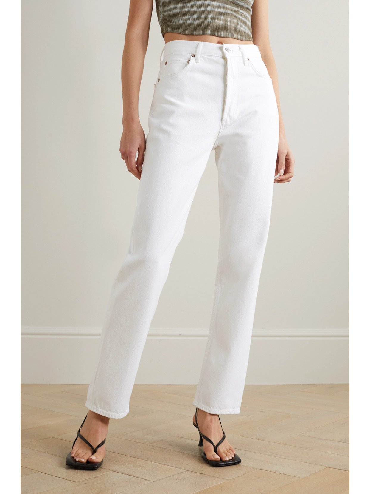 Shop Agolde + Net Sustain '90s Pinch Waist High-rise Straight-leg Organic Jeans In White