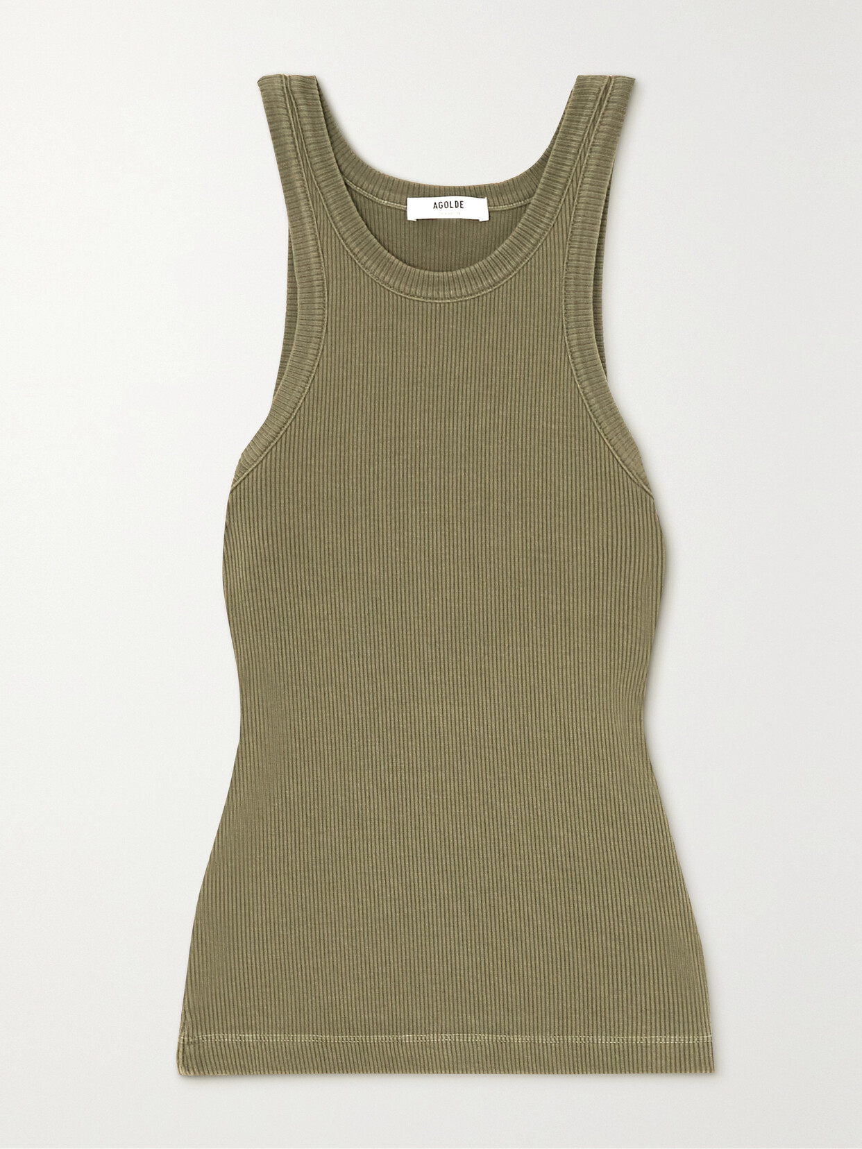 AGOLDE - + Net Sustain Bailey Ribbed-knit Organic Cotton-blend Tank - Green