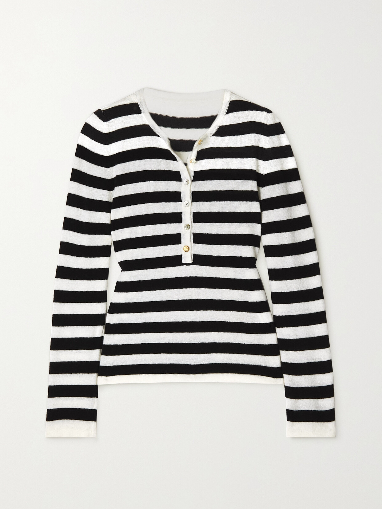 Fortela Lou Stripe Wool Pullover Sweater In Black And White