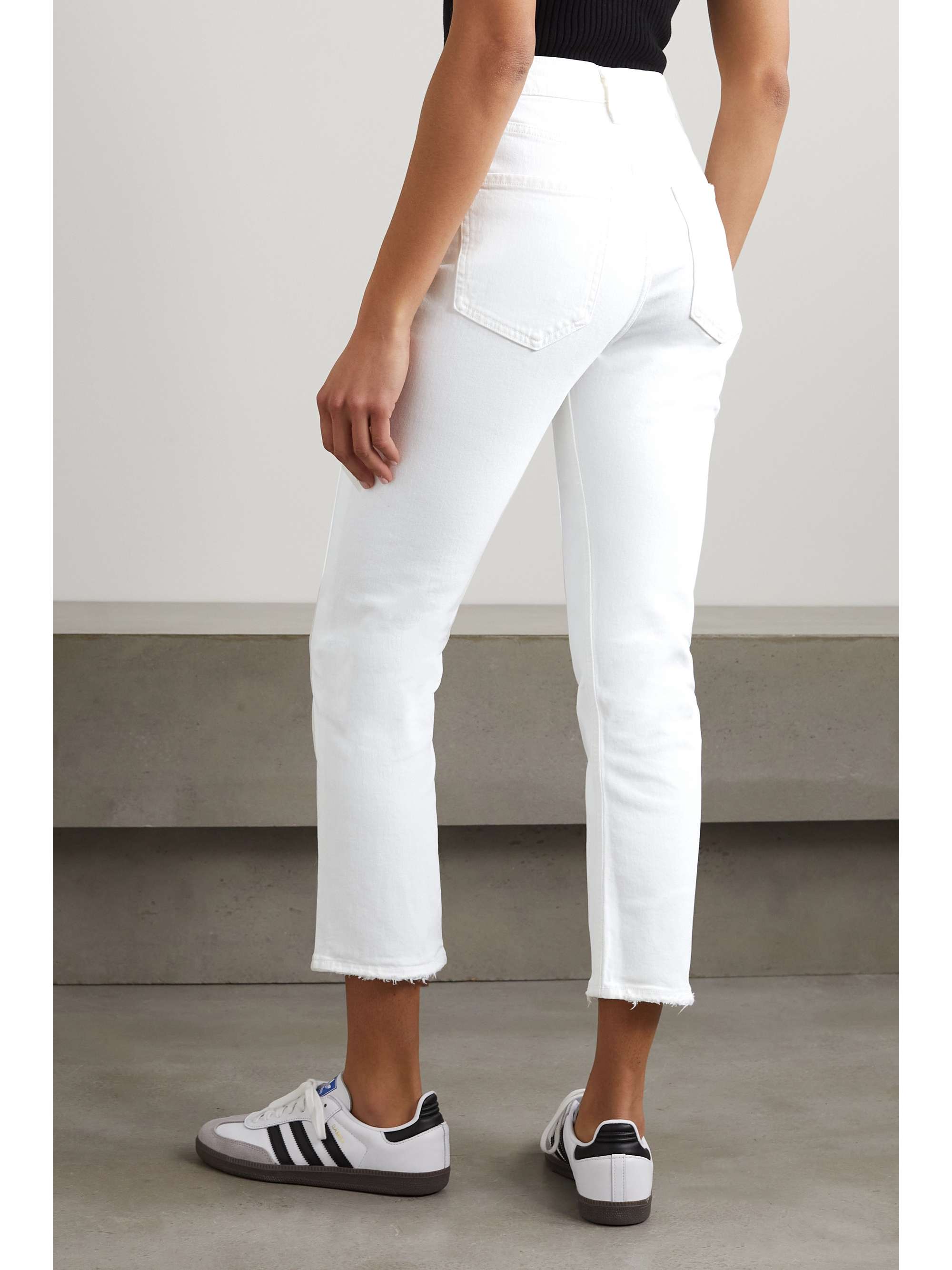 AGOLDE Riley frayed cropped high-rise straight-leg jeans