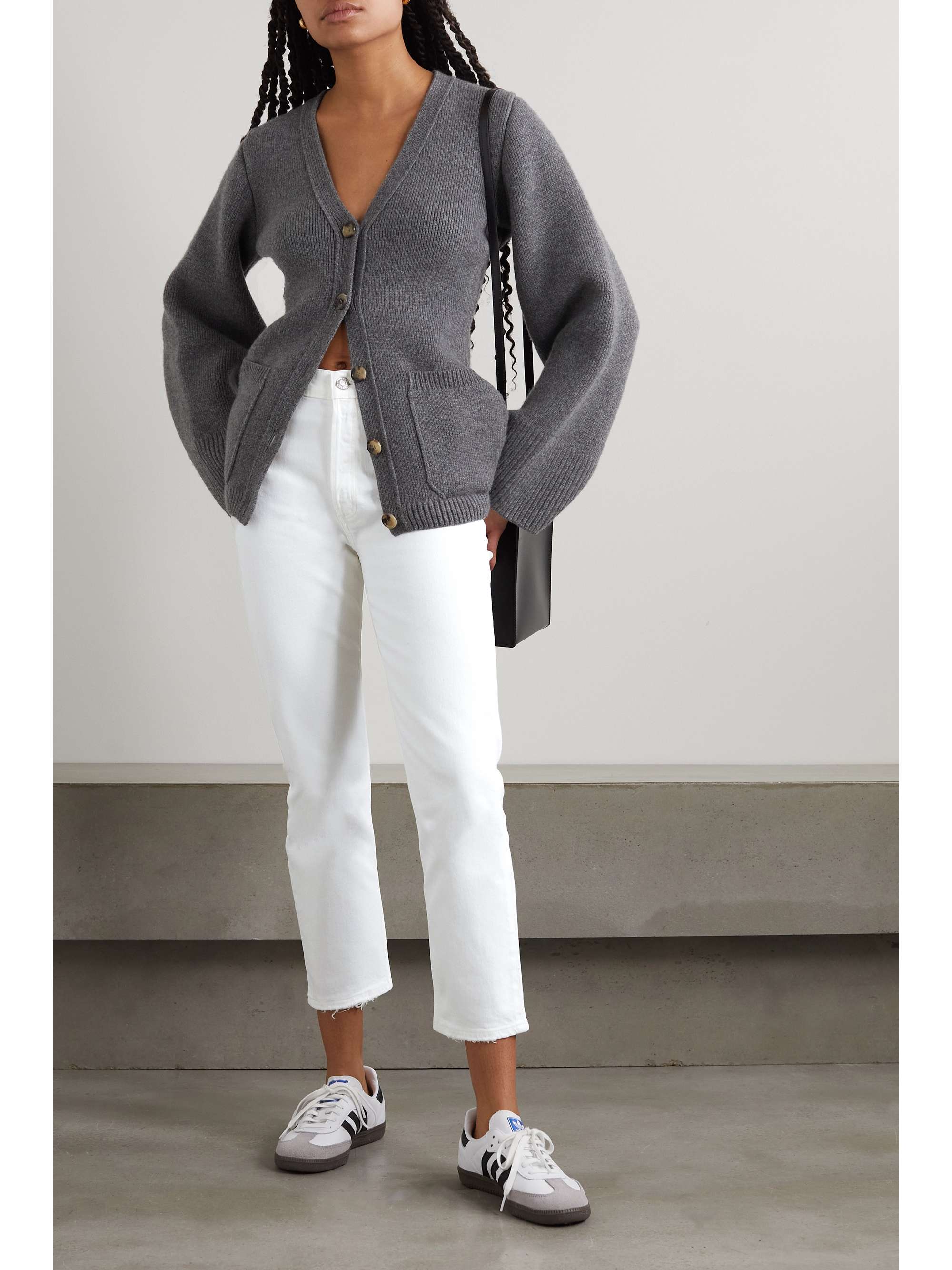 AGOLDE Riley frayed cropped high-rise straight-leg jeans