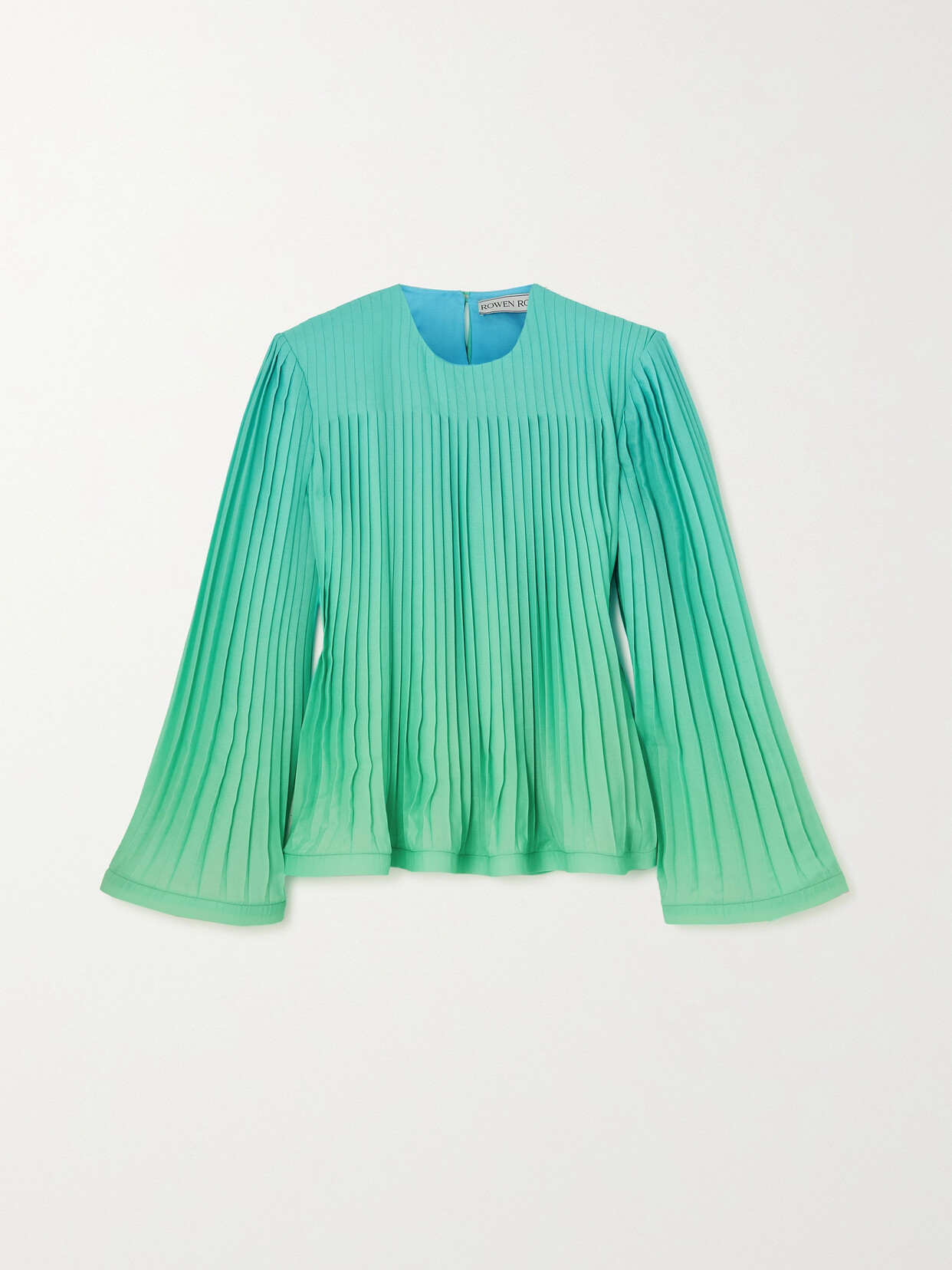 Rowen Rose - Pleated Dégradé Recycled-georgette Blouse - Blue