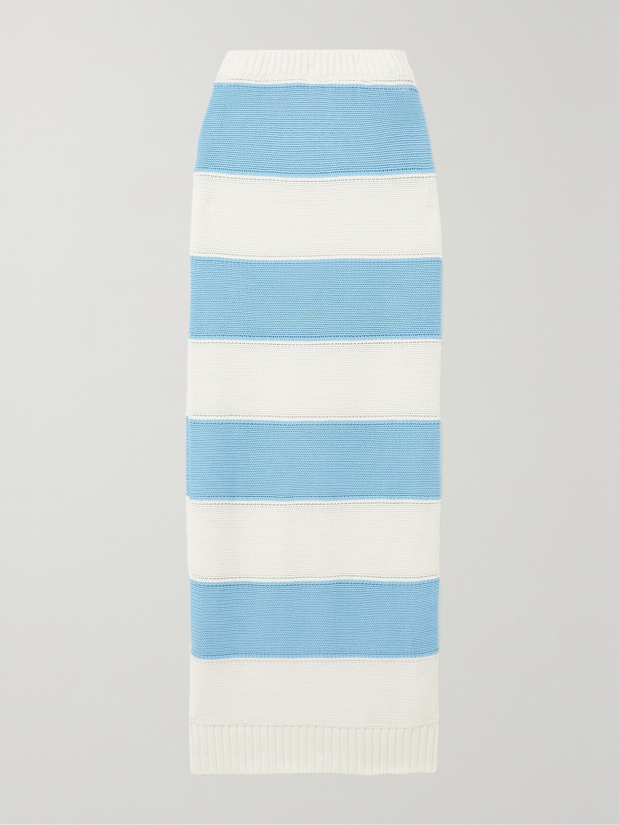 Rowen Rose Striped Cotton Midi Skirt - Blue
