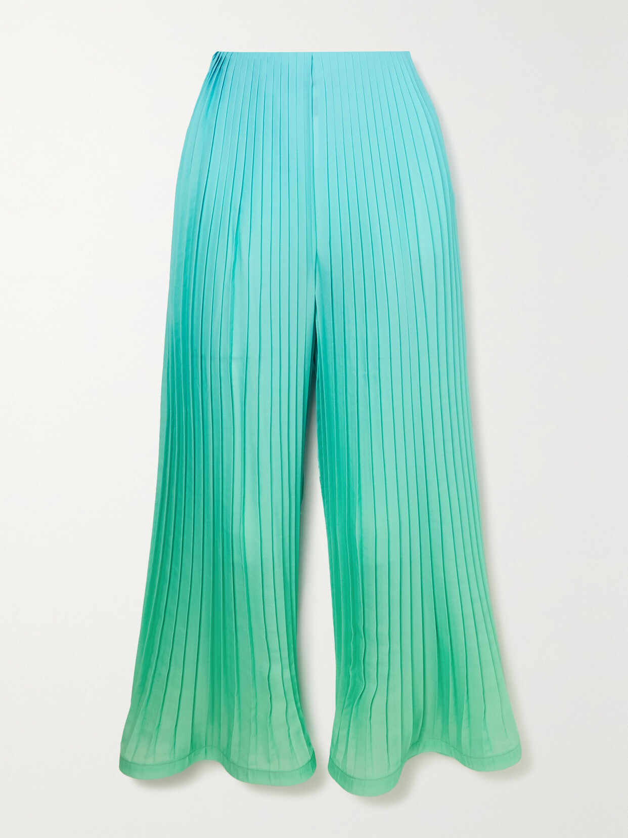 Rowen Rose Pleated Degradé Recycled-georgette Wide-leg Pants - Blue