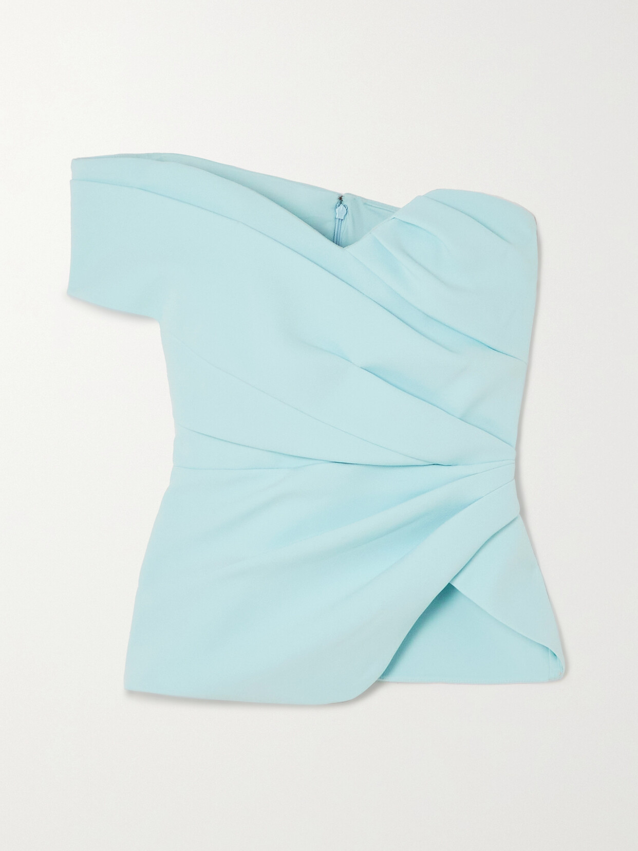 Safiyaa - Jolee Asymmetric Ruched Stretch-crepe Top - Blue