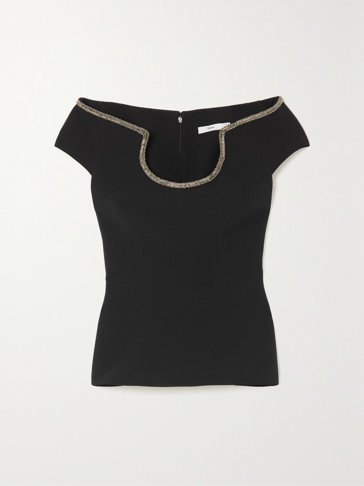 Safiyaa - Xena Embellished Off-the-shoulder Crepe Top - Black