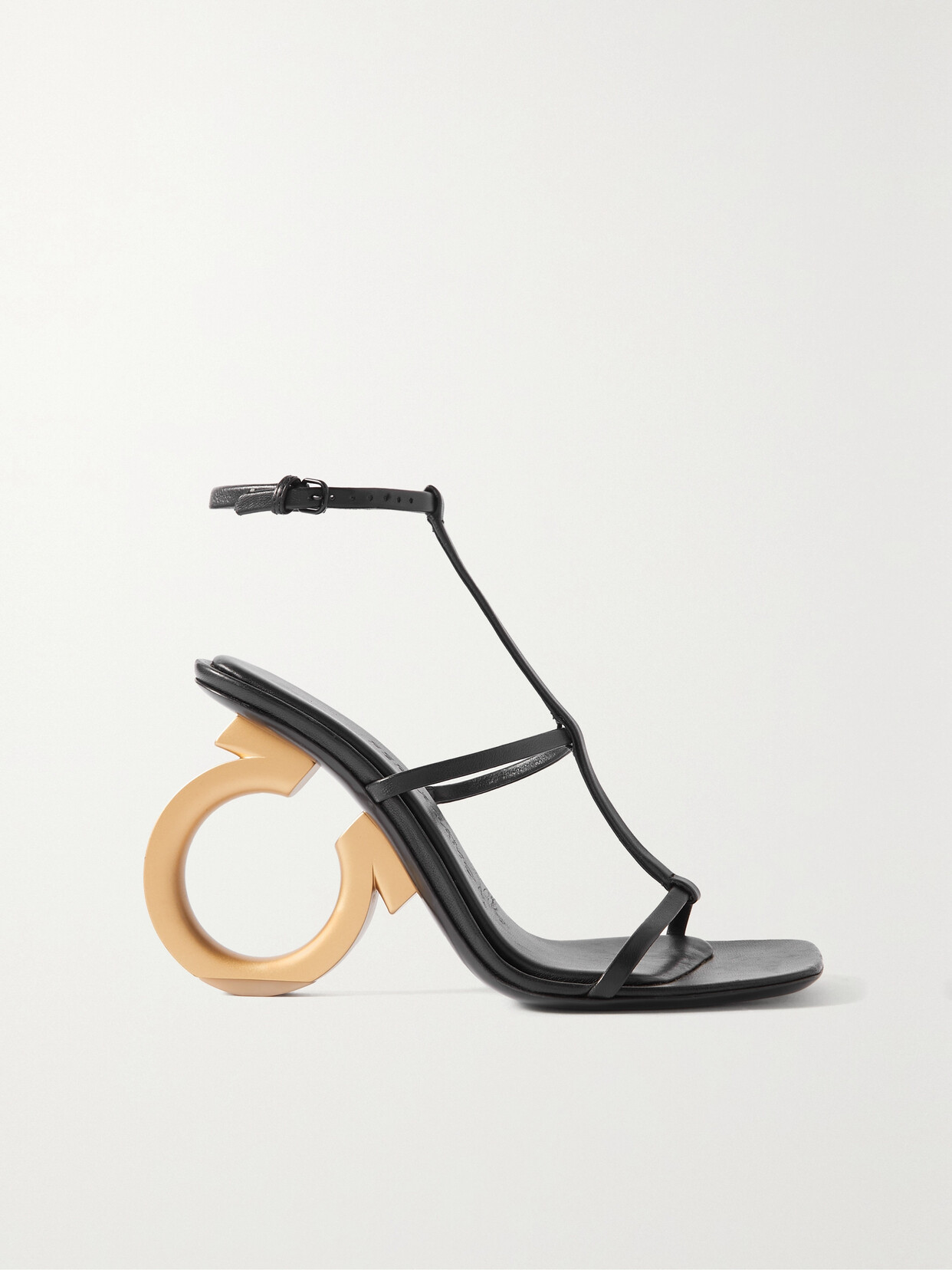 Shop Ferragamo Elina Logo-detailed Leather Sandals In Black