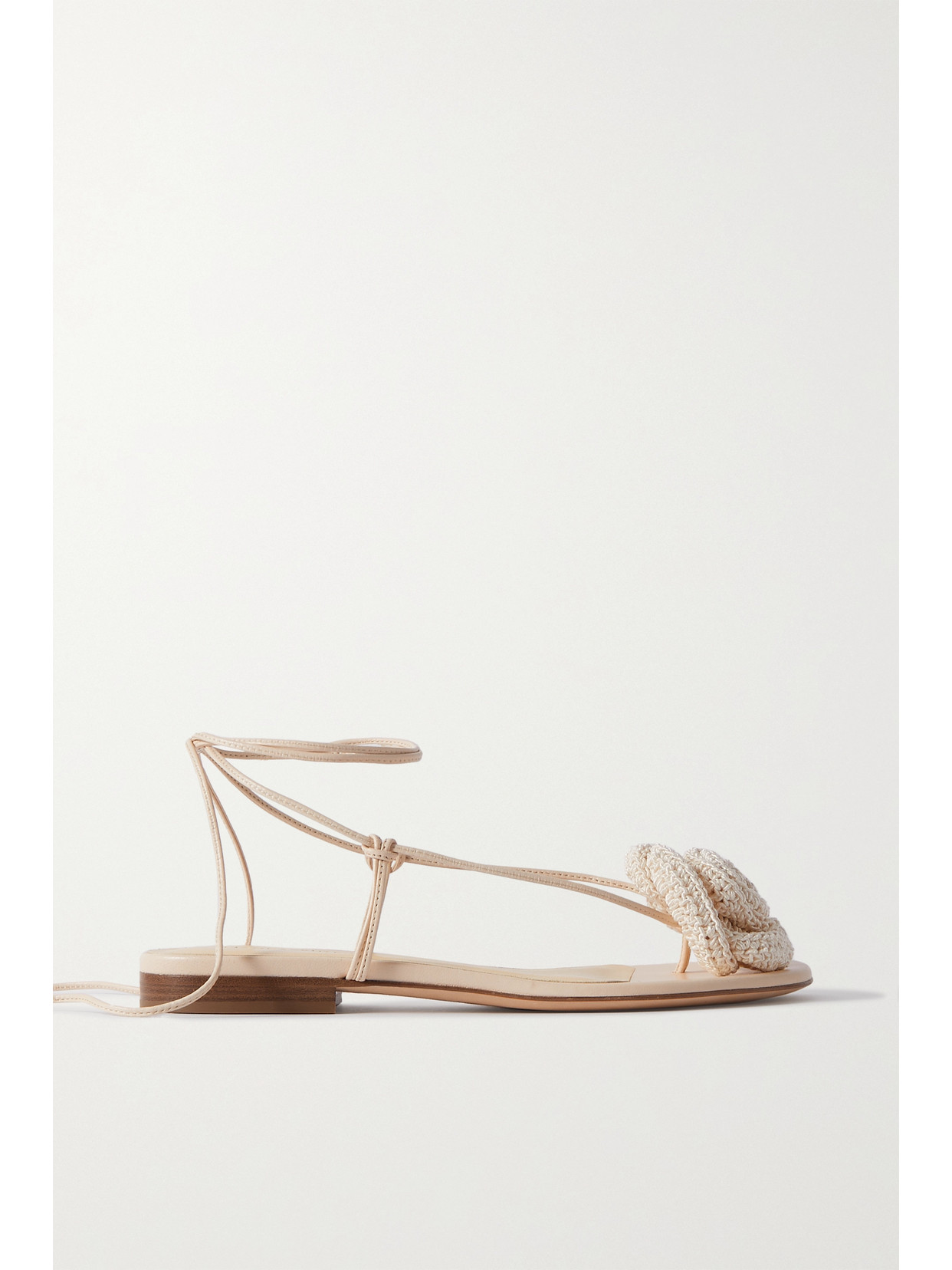 Magda Butrym - Crocheted Cotton-blend And Leather Sandals - Cream