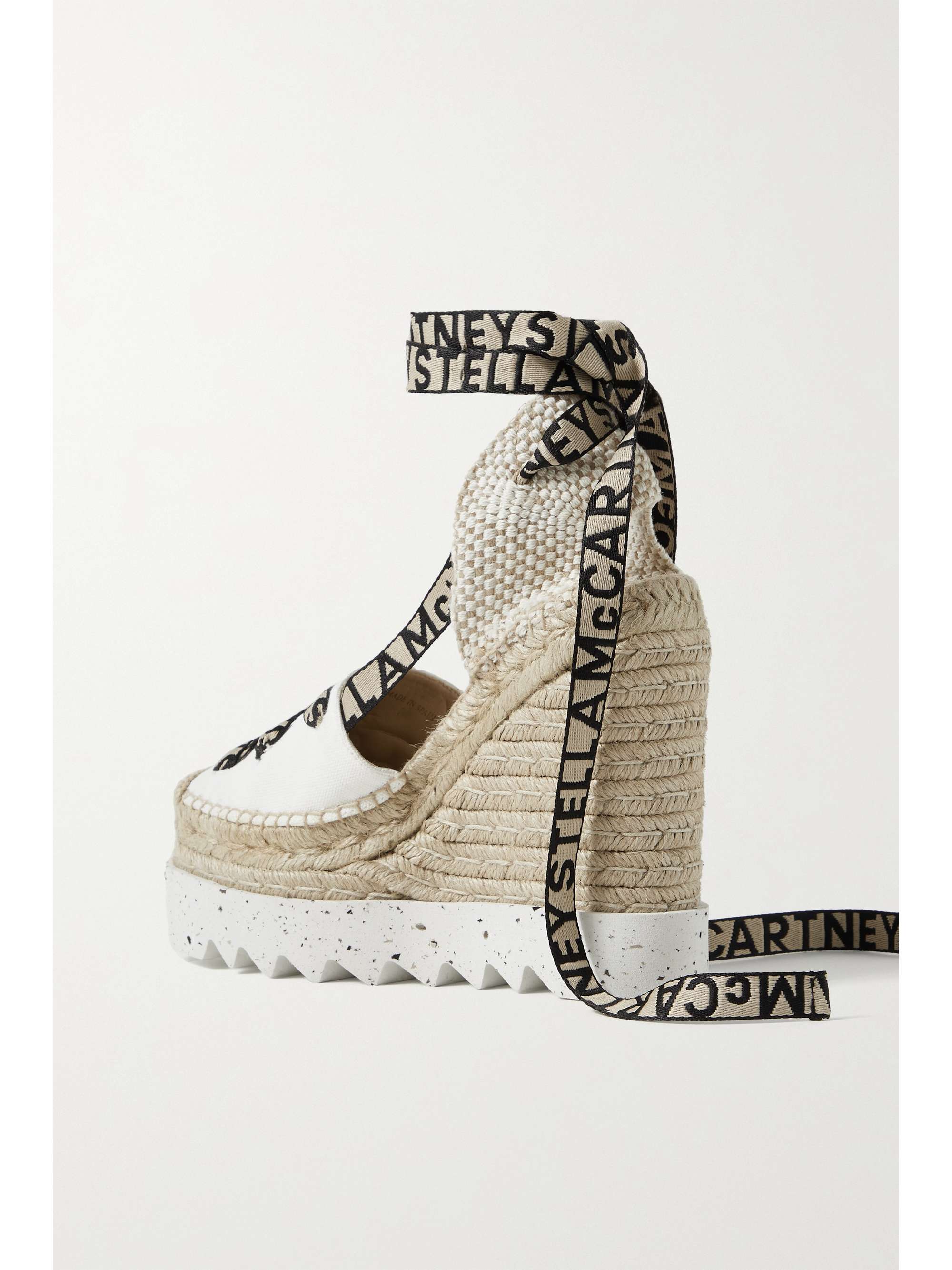 STELLA MCCARTNEY Gaia logo-jacquard and cotton-canvas wedge espadrilles