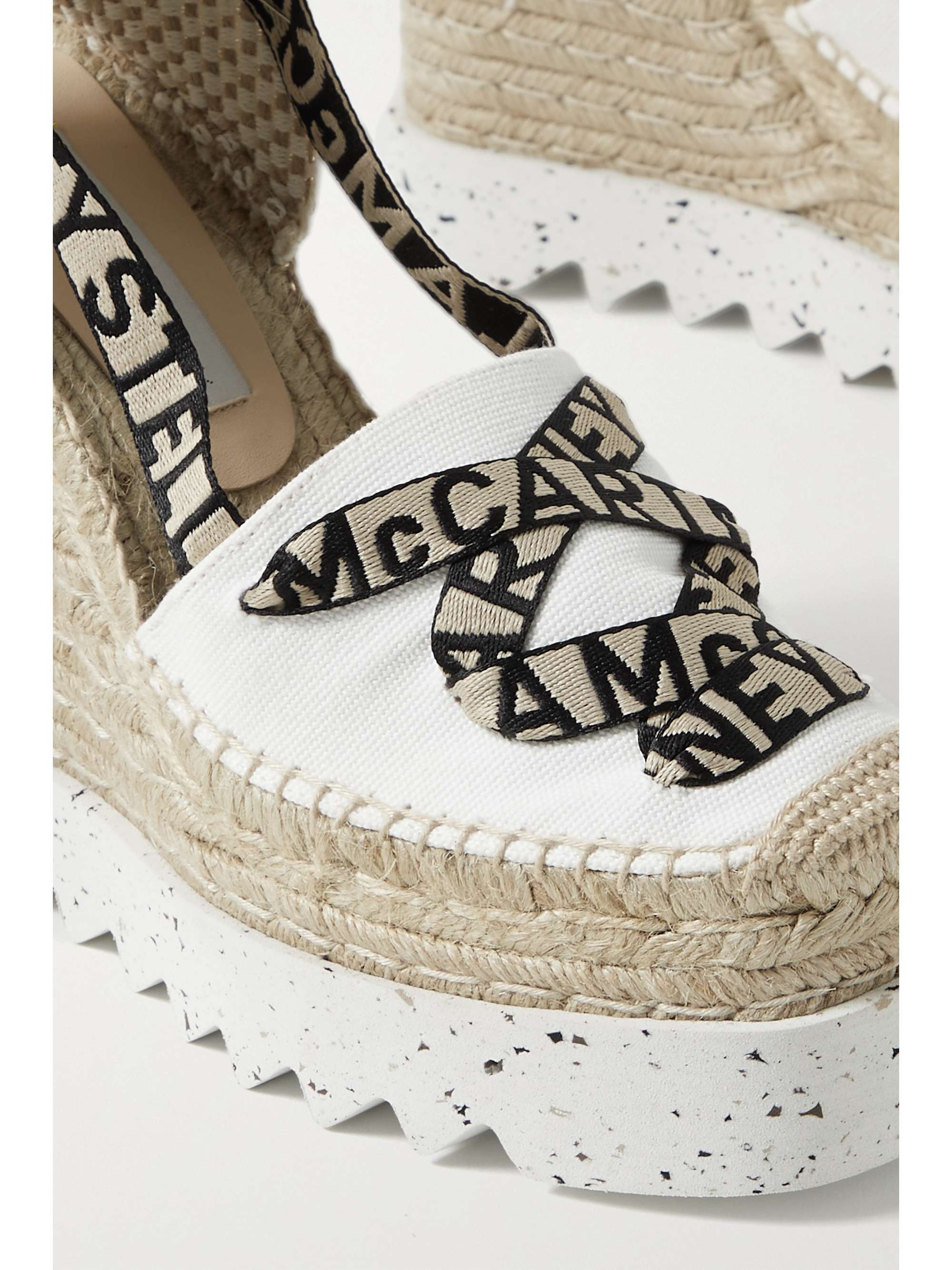STELLA MCCARTNEY Gaia logo-jacquard and cotton-canvas wedge espadrilles