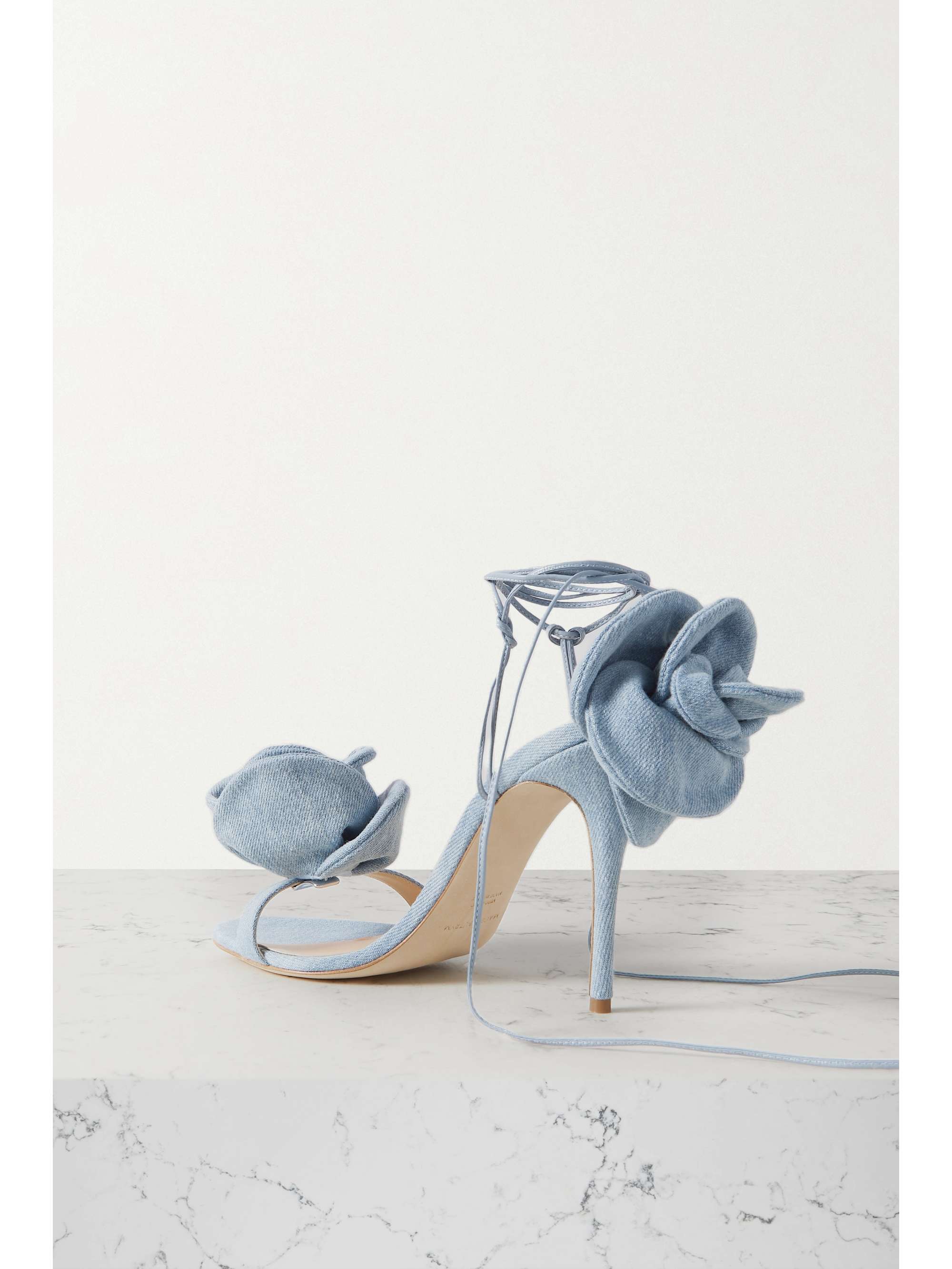 MAGDA BUTRYM Embellished denim and leather sandals