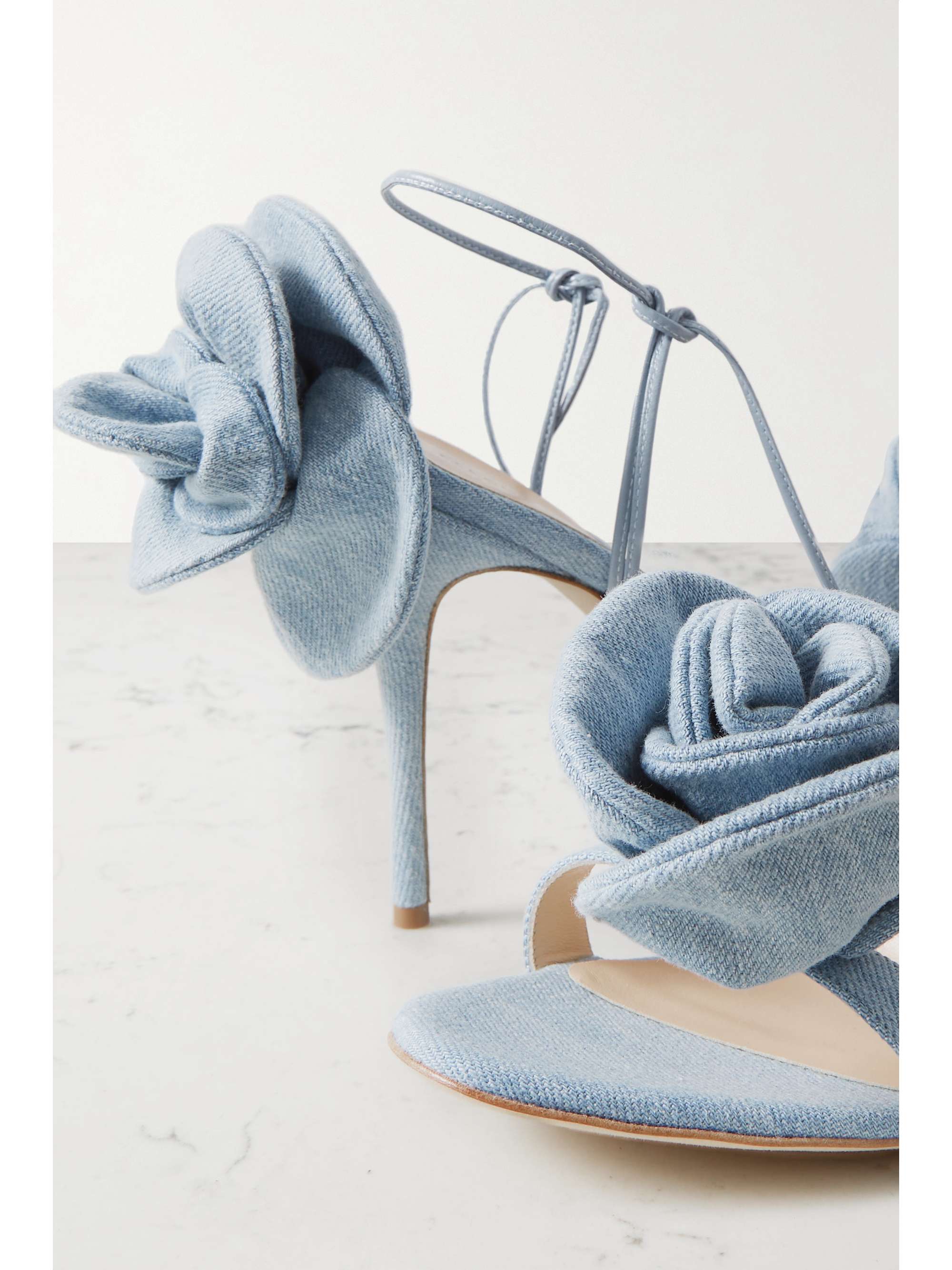 MAGDA BUTRYM Embellished denim and leather sandals