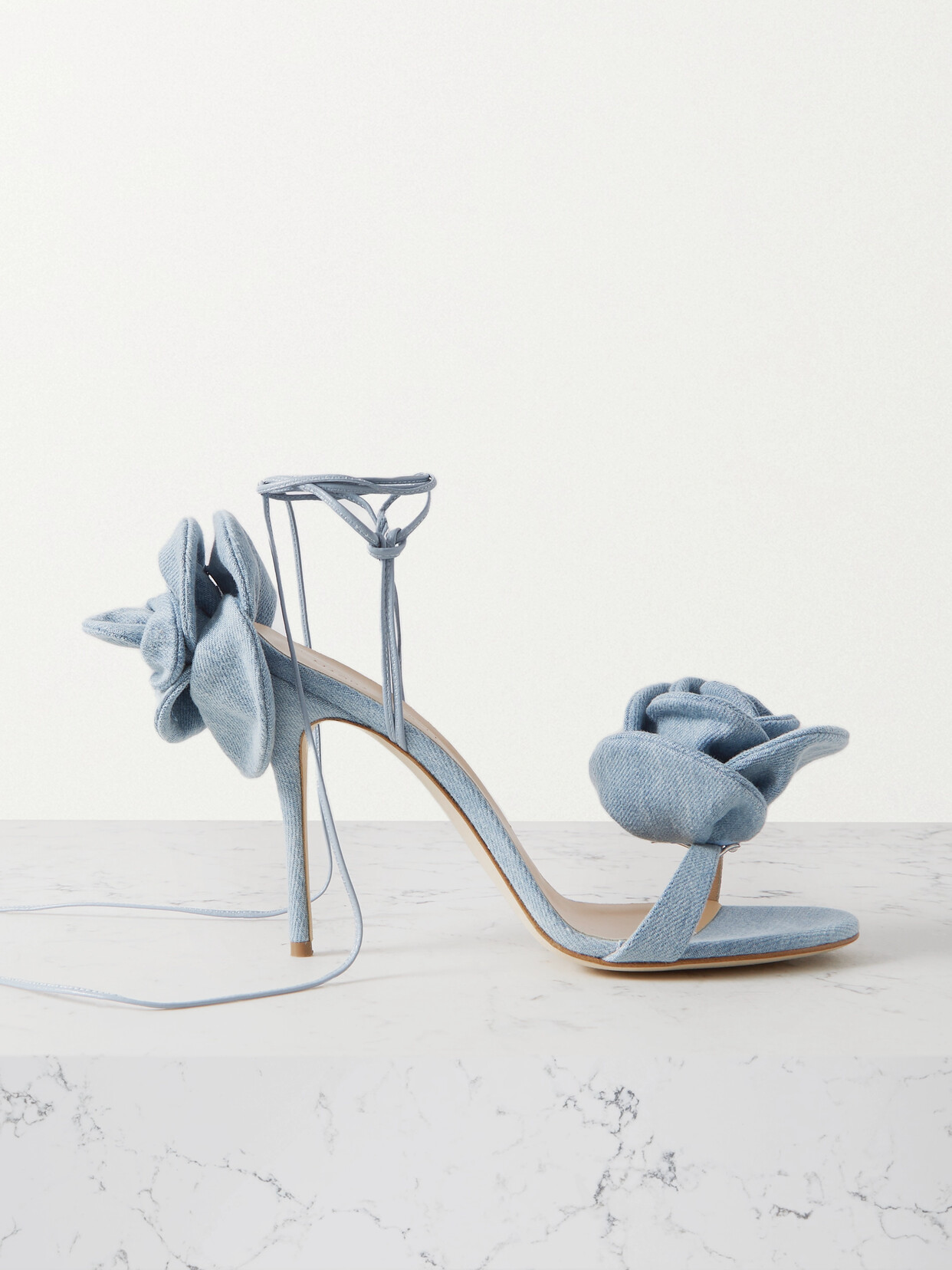 Magda Butrym - Embellished Denim And Leather Sandals - Blue