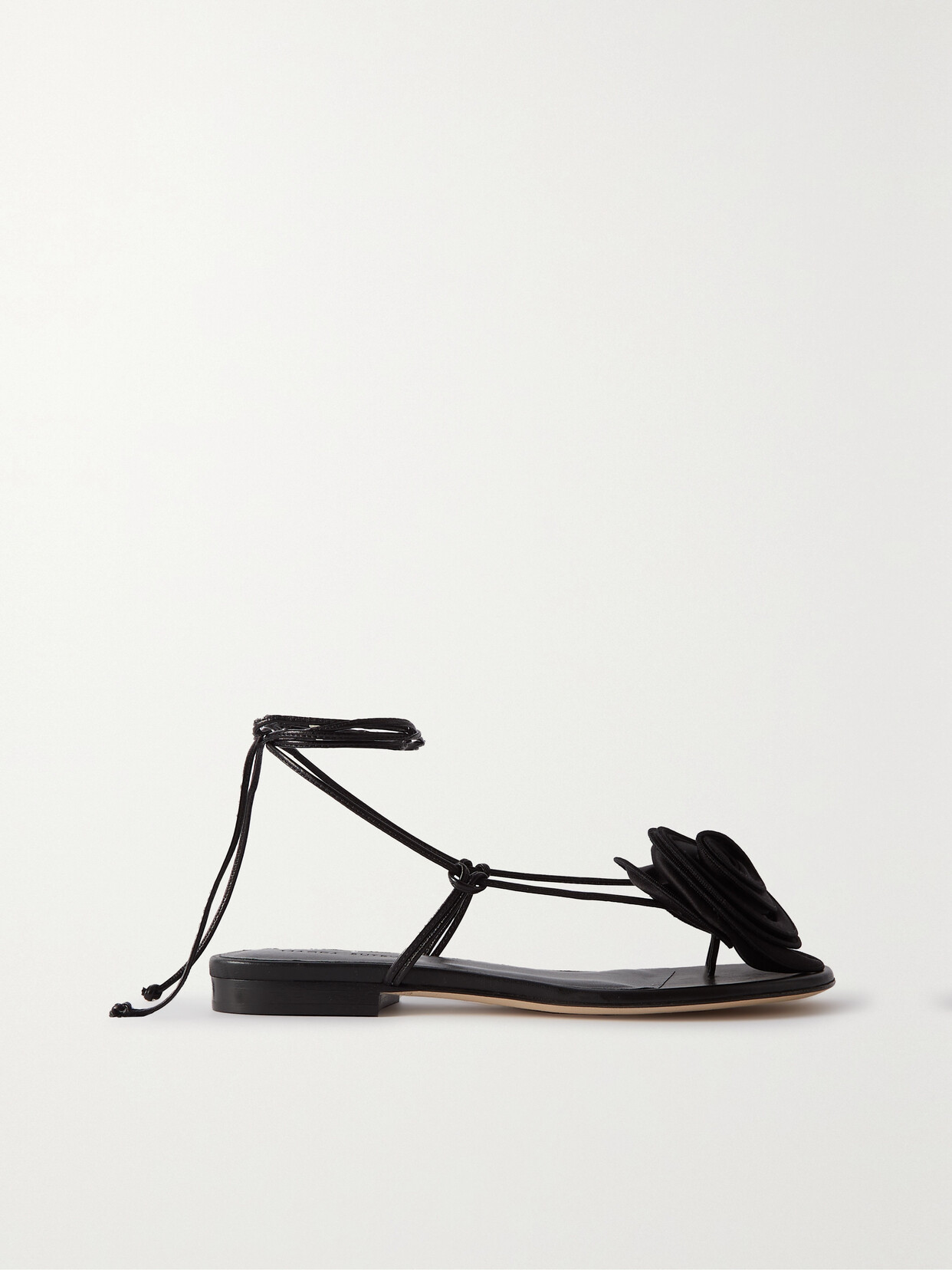 Magda Butrym - Satin And Leather Sandals - Black