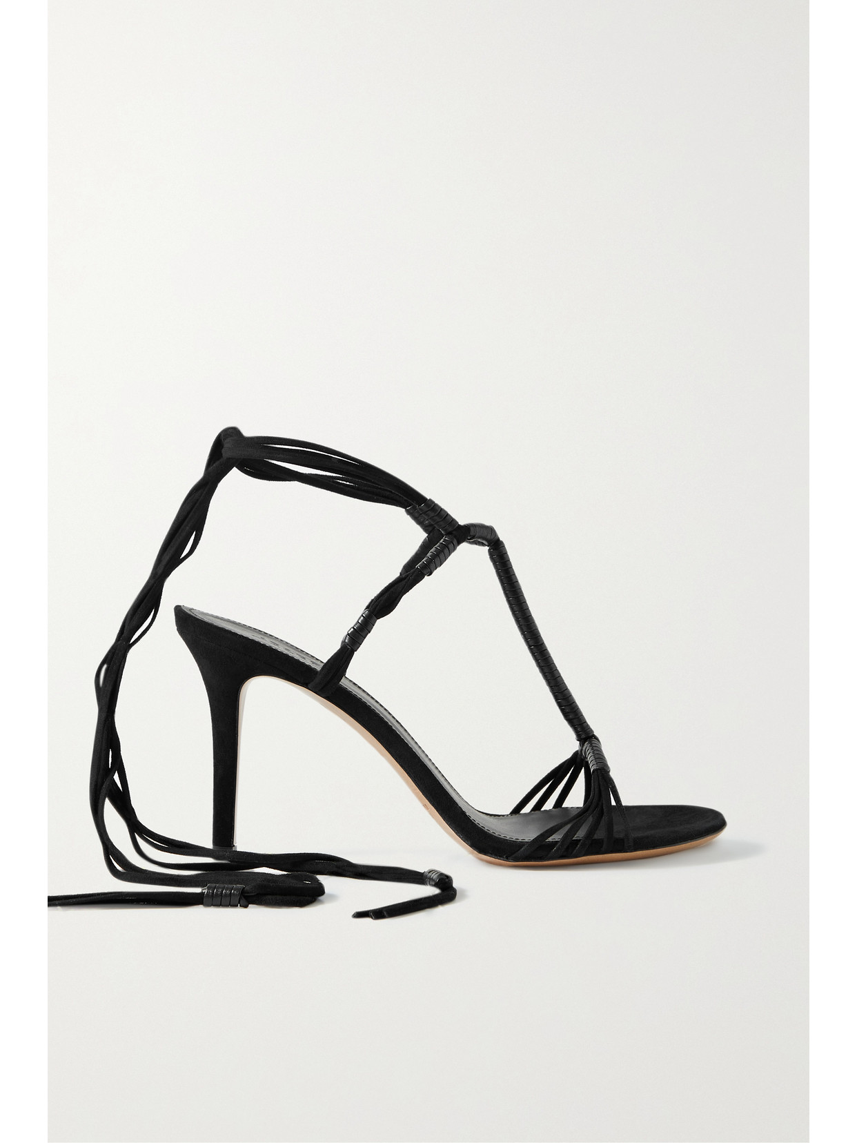 ISABEL MARANT ARJA LEATHER-TRIMMED SUEDE SANDALS