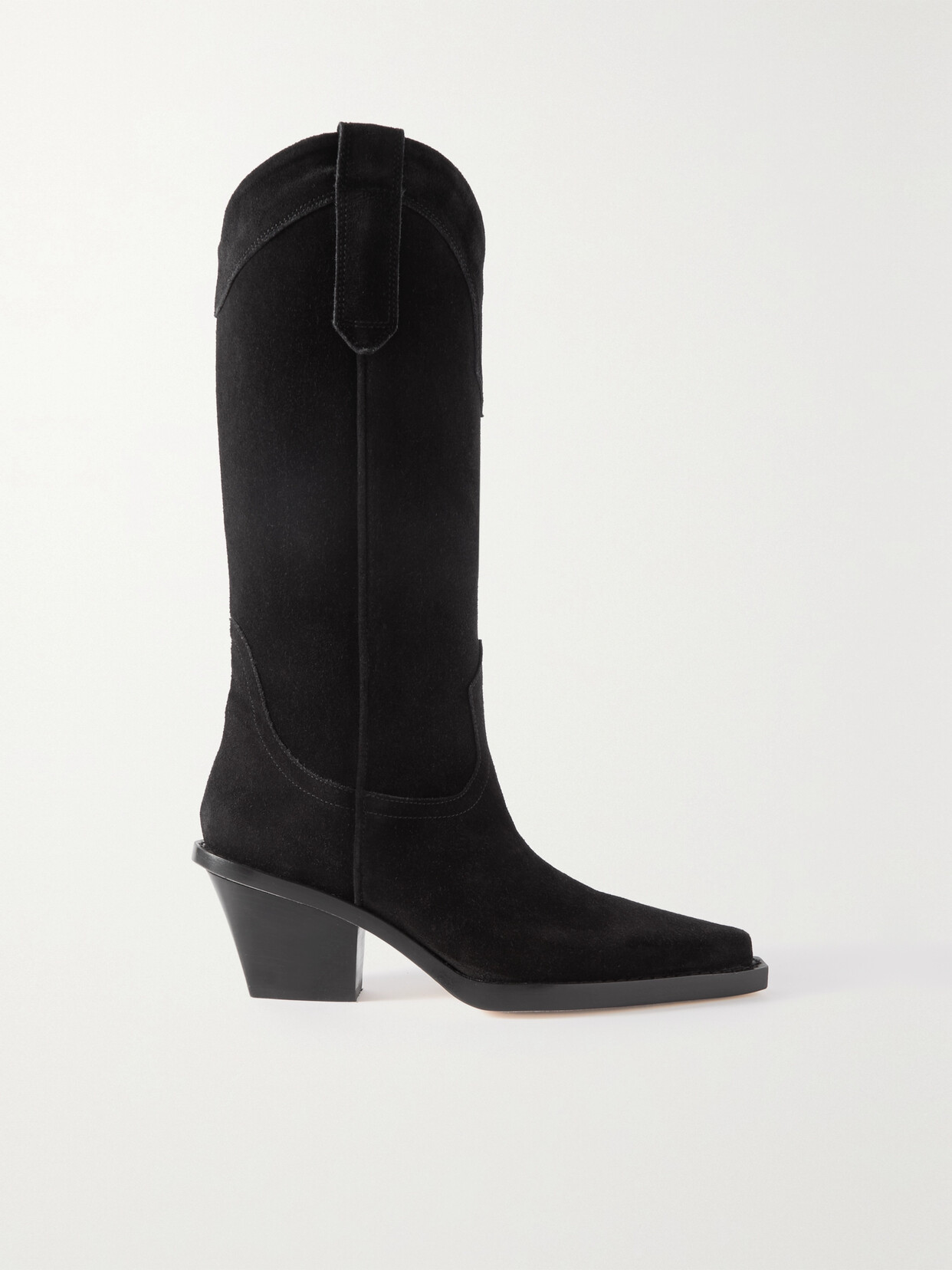 Paris Texas Dakota Suede Tall Western Boots In Black