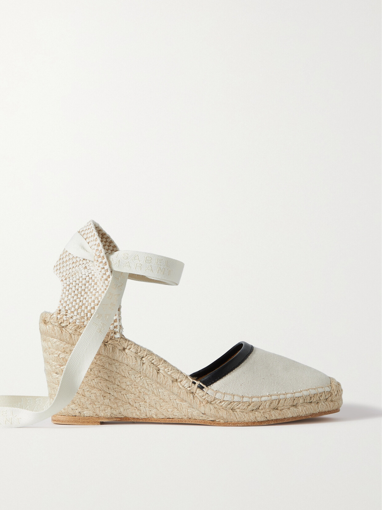 Isabel Marant Alfafi Leather-trimmed Canvas Wedge Espadrilles - Ecru