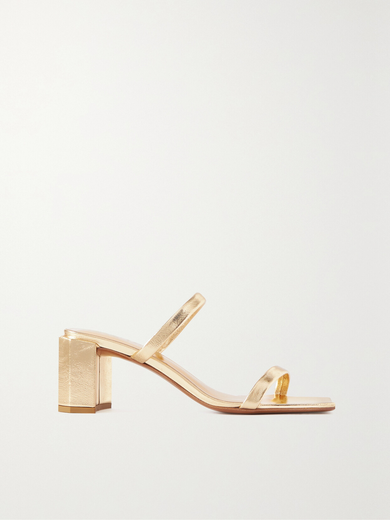 BY FAR - Tanya Metallic Leather Mules - Gold