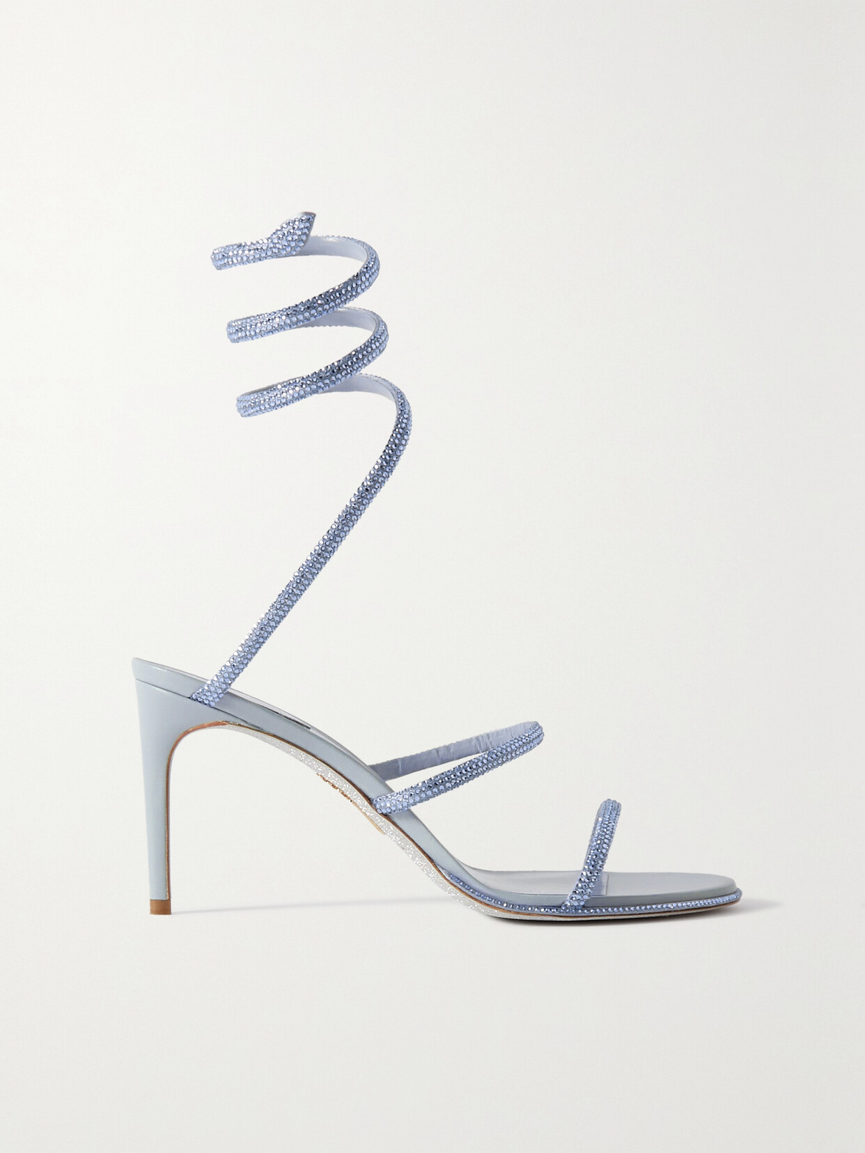 René Caovilla Crystal-embellished Satin Sandals - Blue