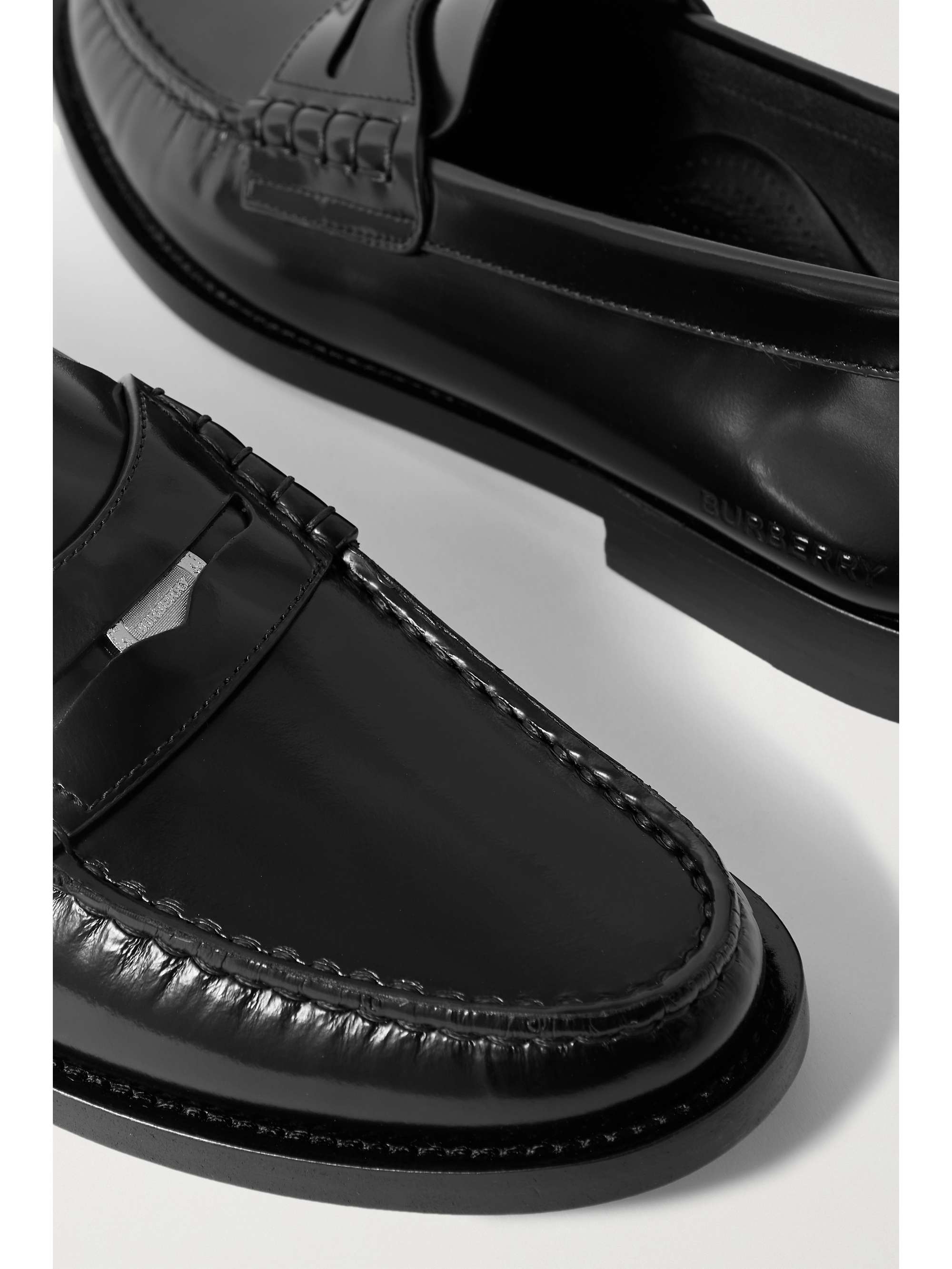 BURBERRY Embellished glossedleather loafers NETAPORTER