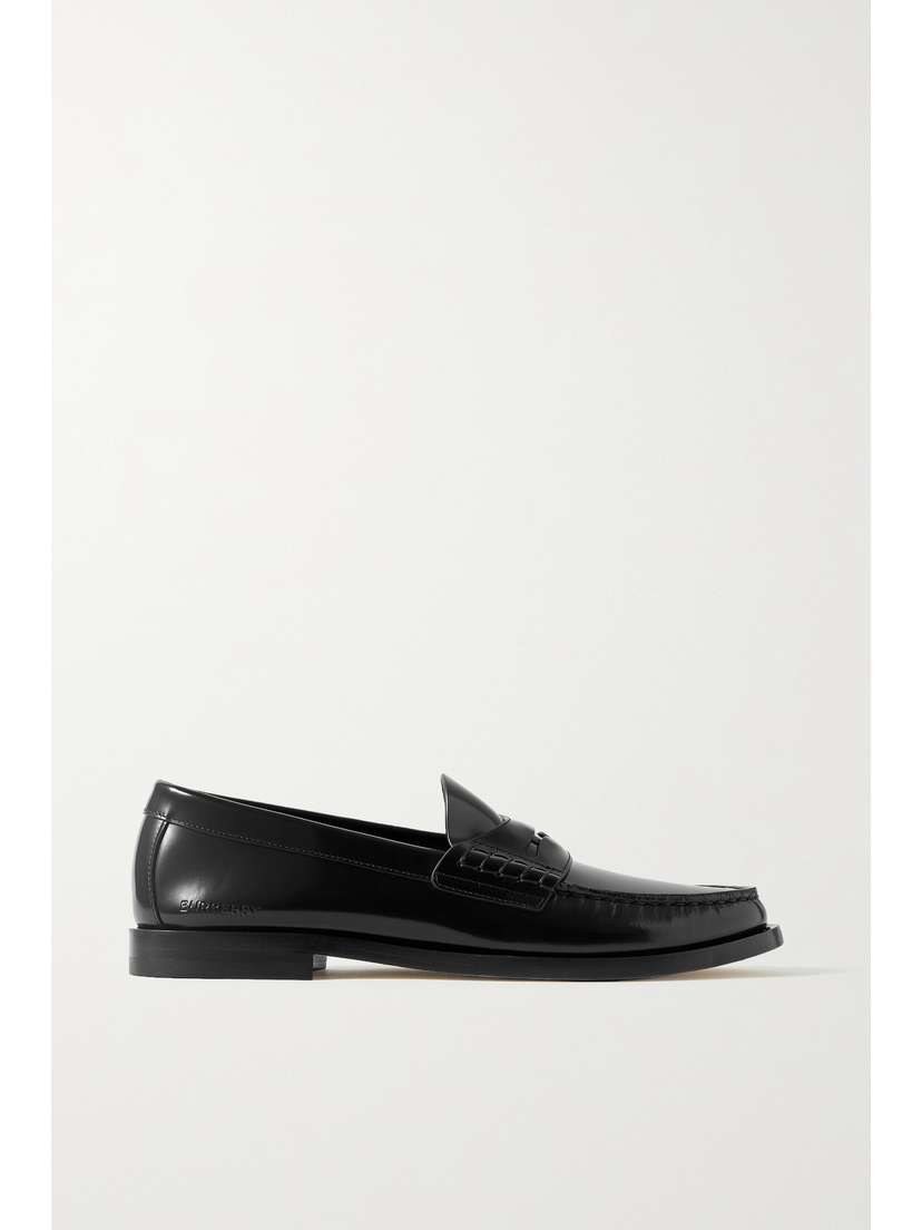 Burberry Embellished Glossed-leather Loafers