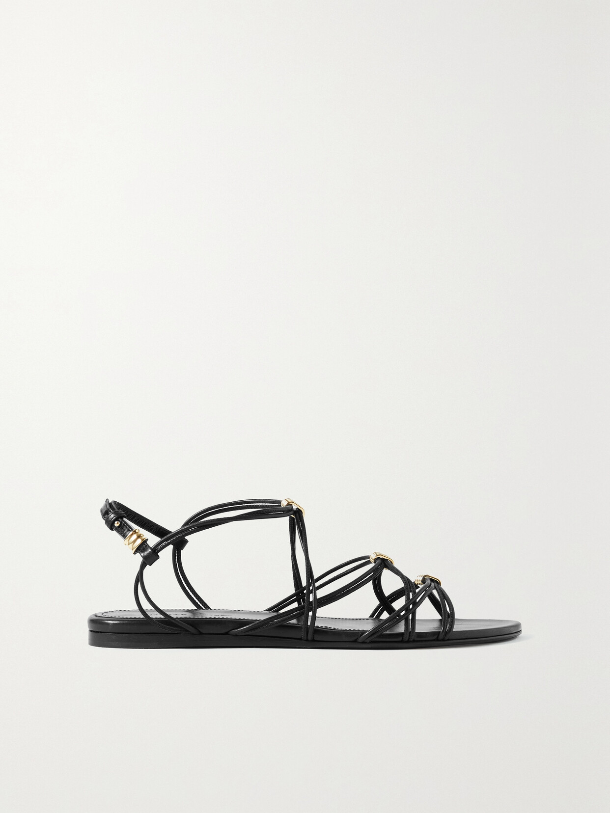 Khaite - Louisa Embellished Leather Sandals - Black