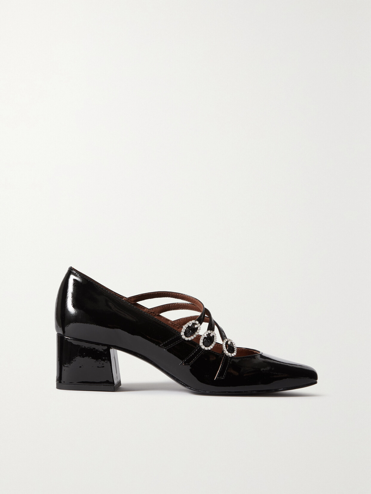 Reformation - Mimi Crystal-embellished Patent-leather Mary Jane Pumps - Black