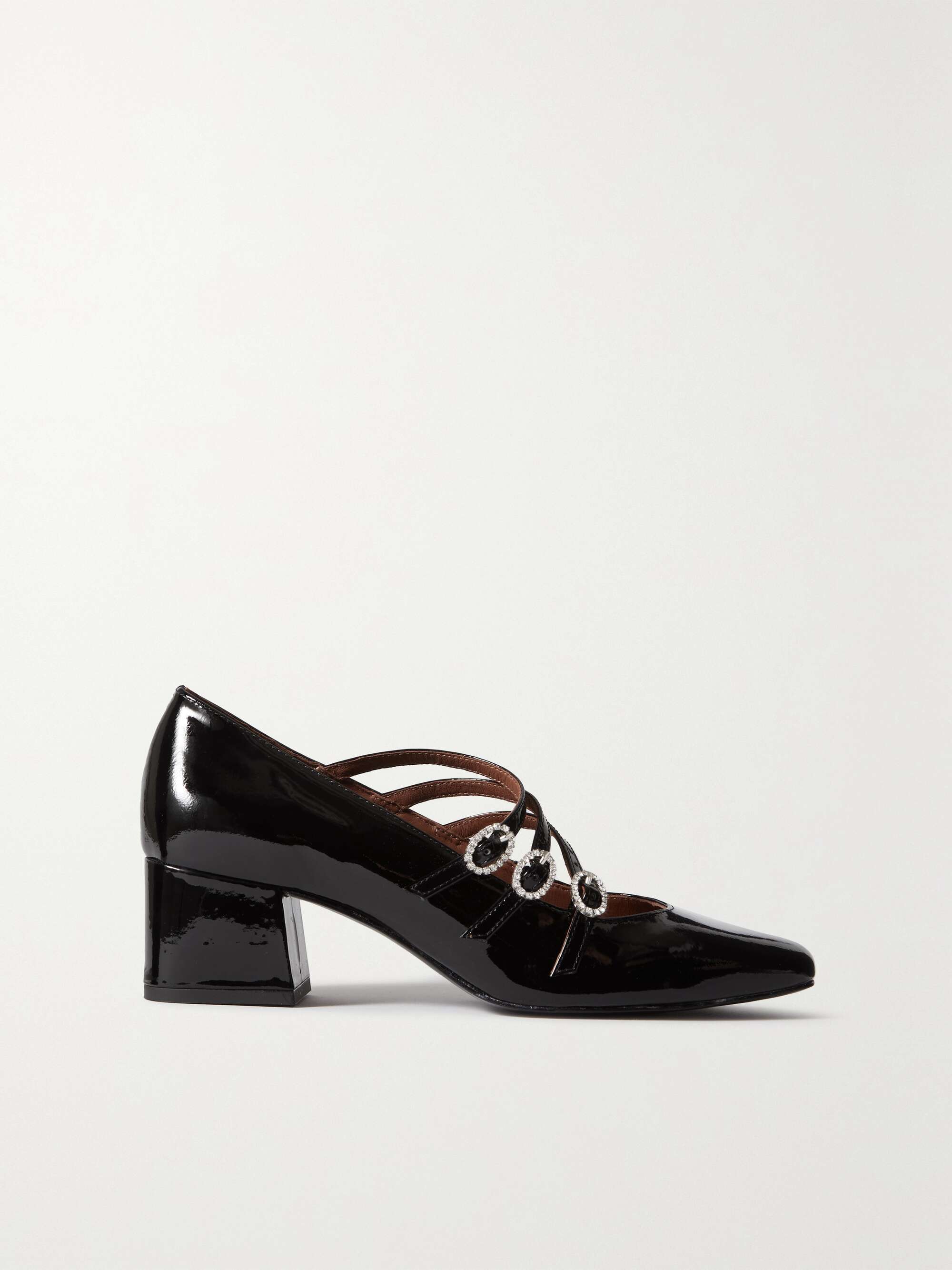 REFORMATION Mimi crystal-embellished patent-leather Mary Jane pumps |  NET-A-PORTER
