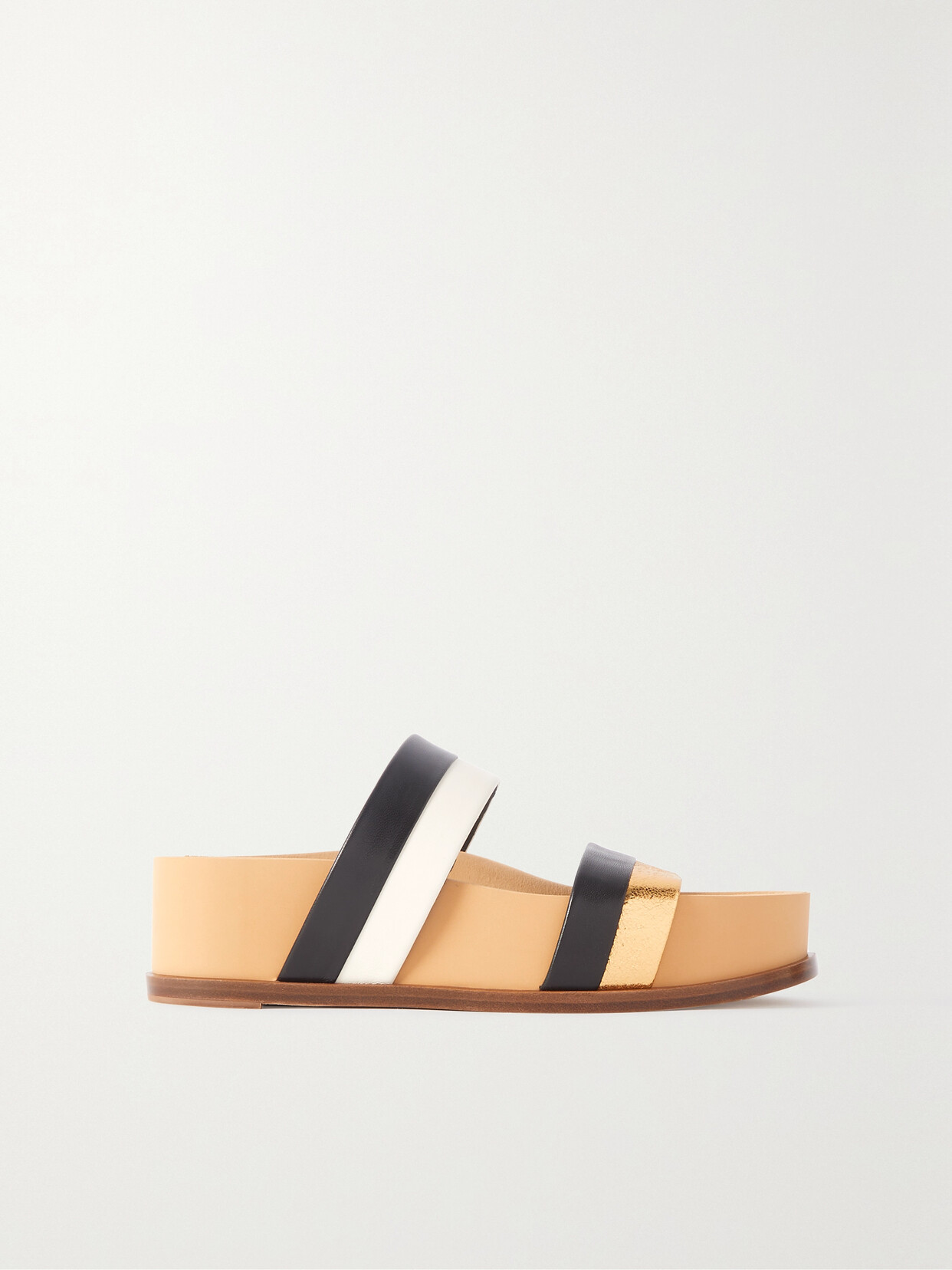 Shop Gabriela Hearst Striker Leather Platform Slides In Black