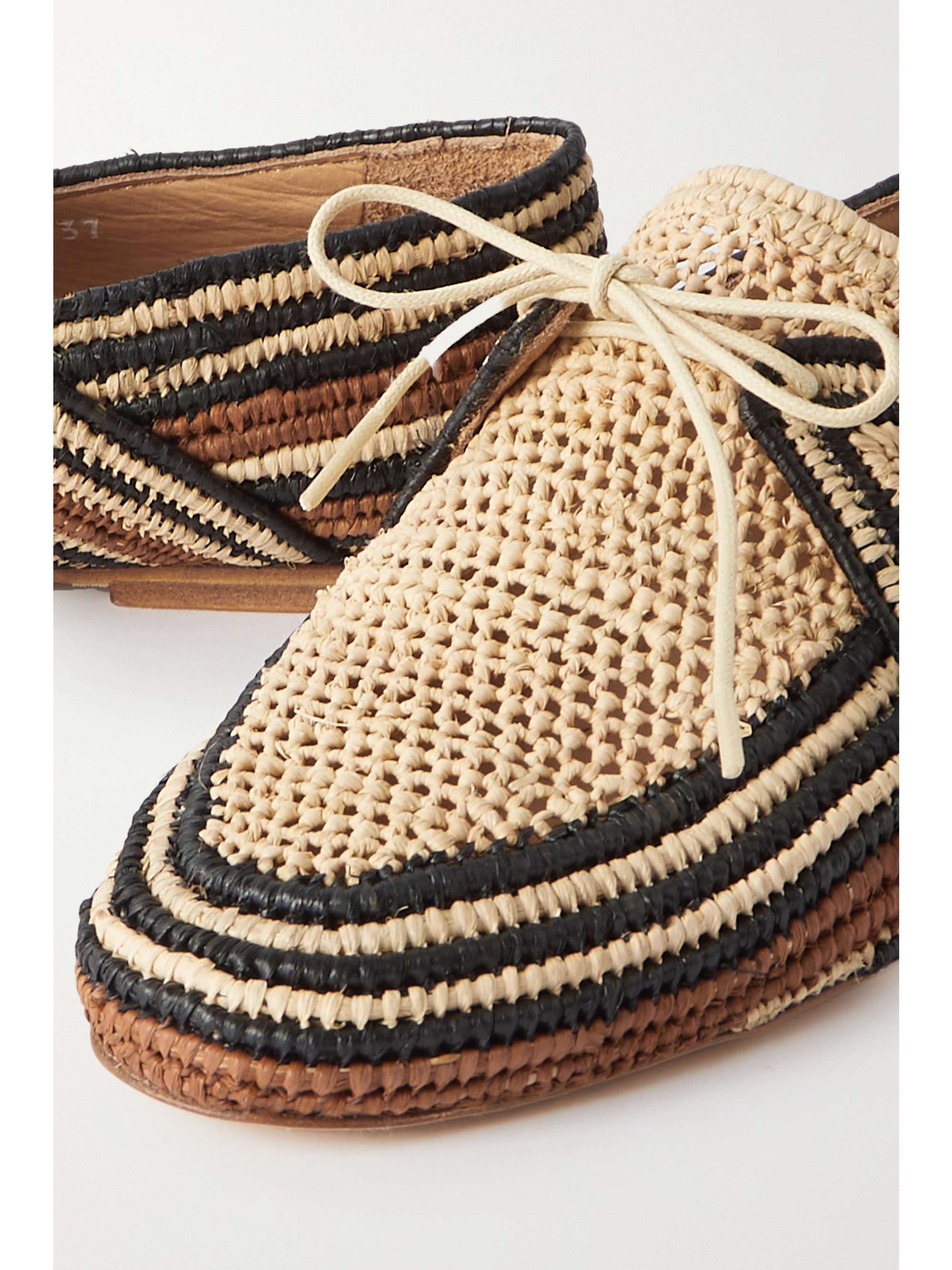 GABRIELA HEARST Hays striped crocheted raffia loafers