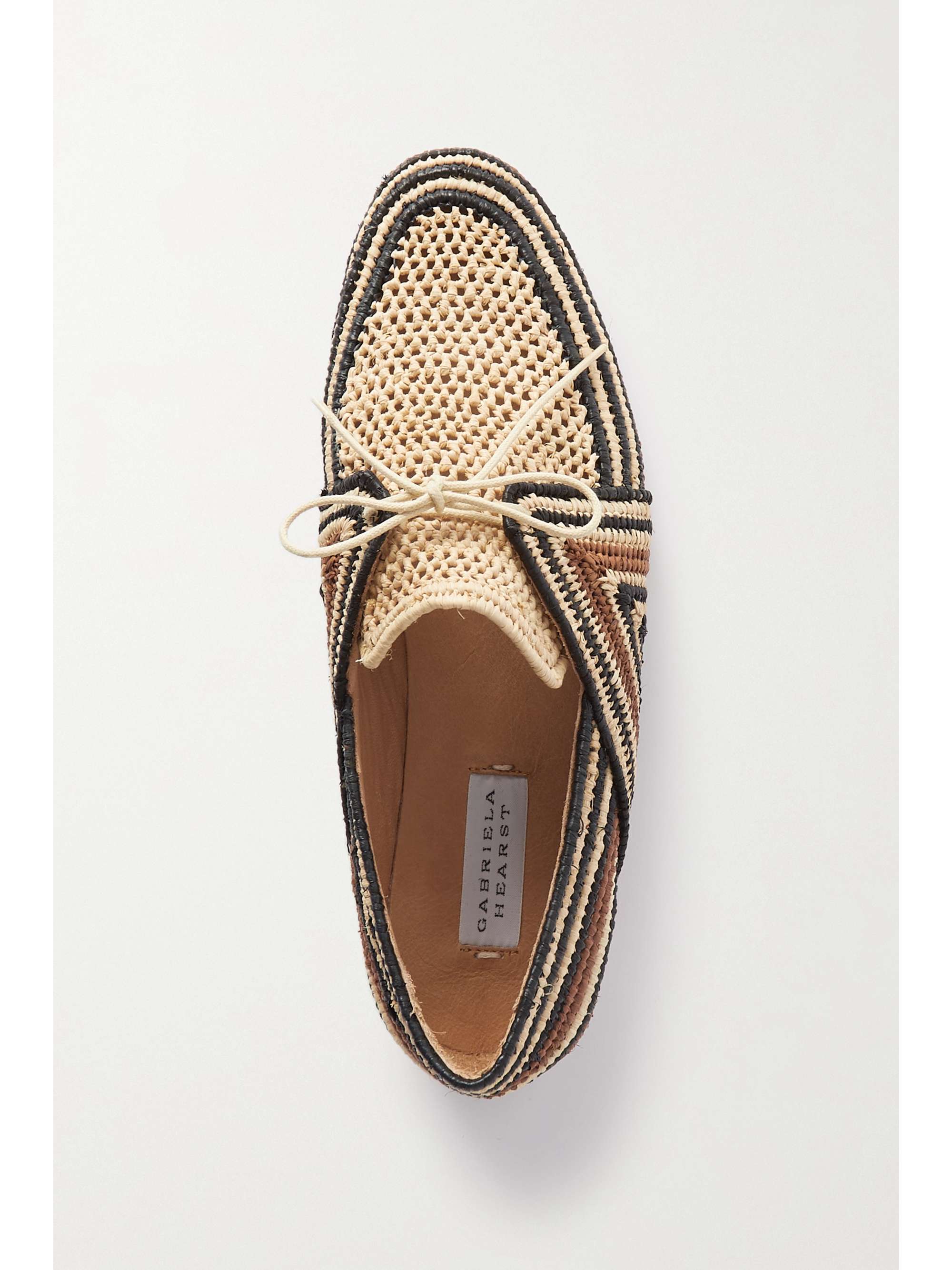 GABRIELA HEARST Hays striped crocheted raffia loafers
