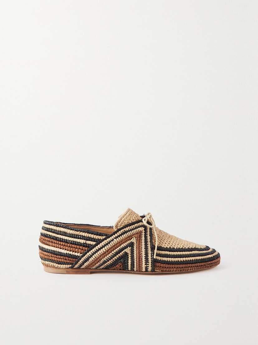 Gabriela Hearst Hays Striped Crocheted Raffia Loafers