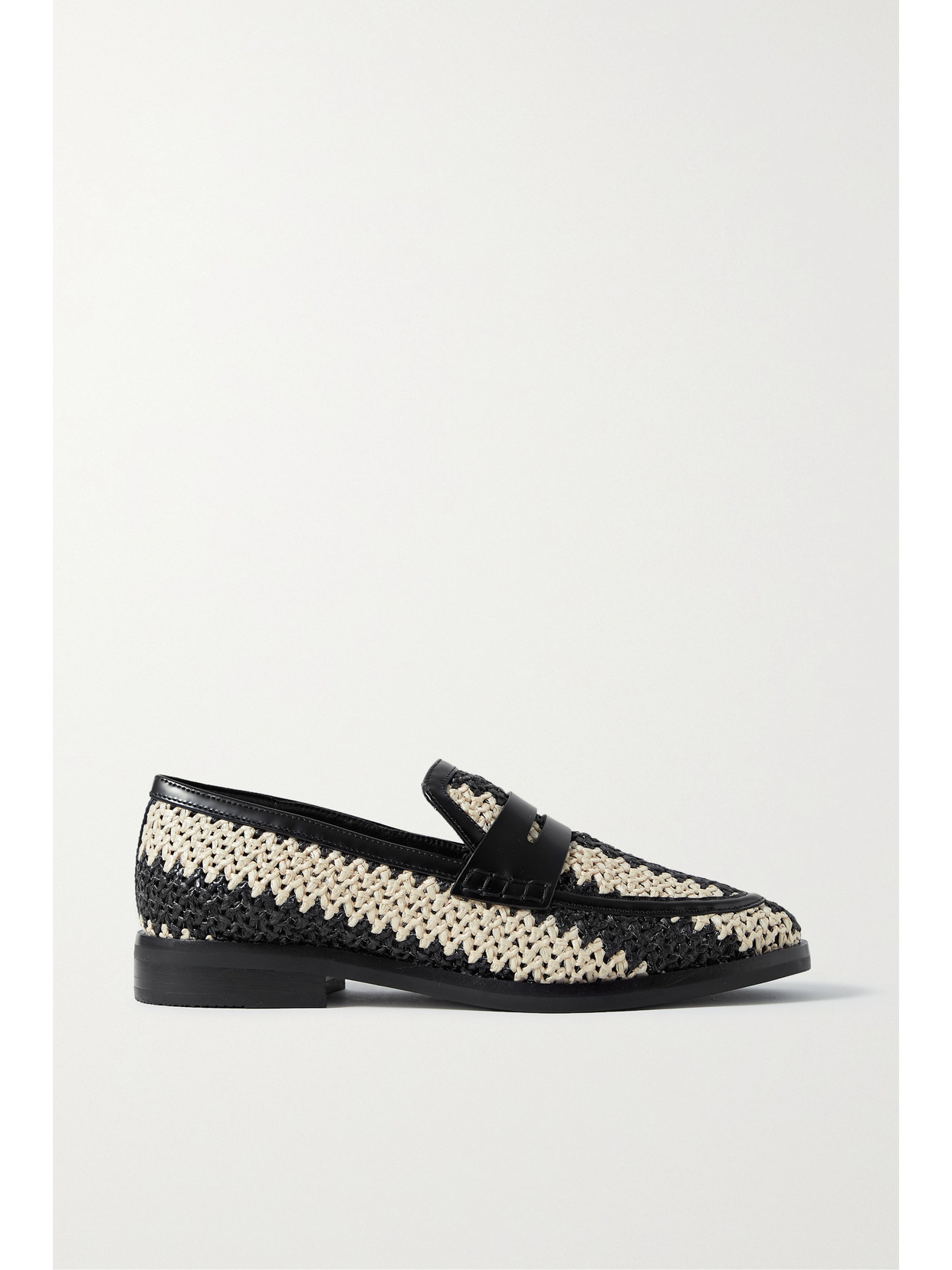 3.1 Phillip Lim - Alexa Leather-trimmed Two-tone Raffia Loafers - Black