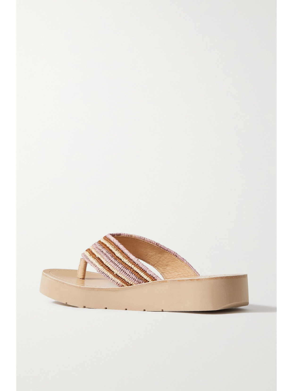 Shop Gabriela Hearst Clemence Striped Raffia Platform Flip Flops In Neutrals