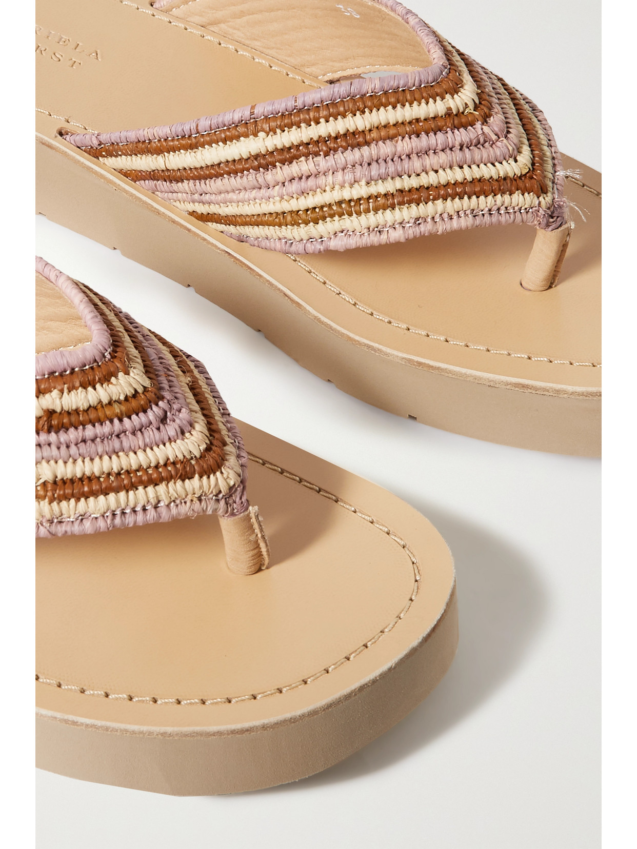 Shop Gabriela Hearst Clemence Striped Raffia Platform Flip Flops In Neutrals