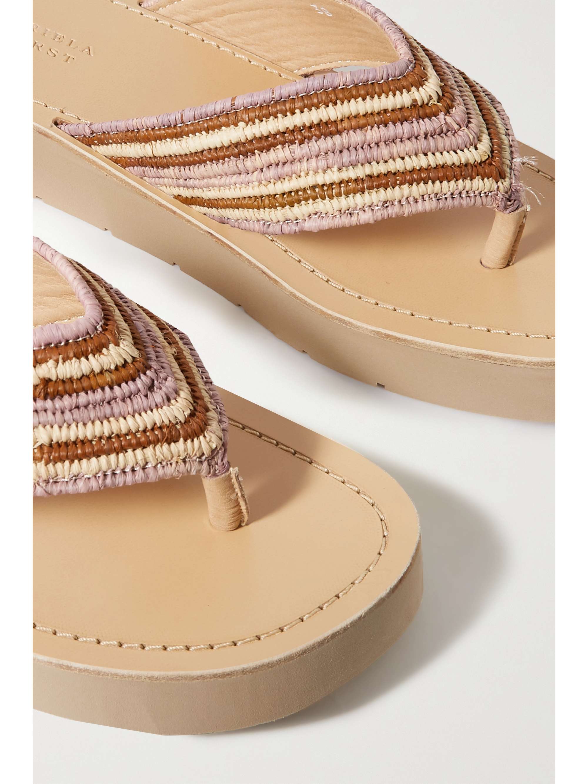GABRIELA HEARST Clemence striped raffia platform flip flops