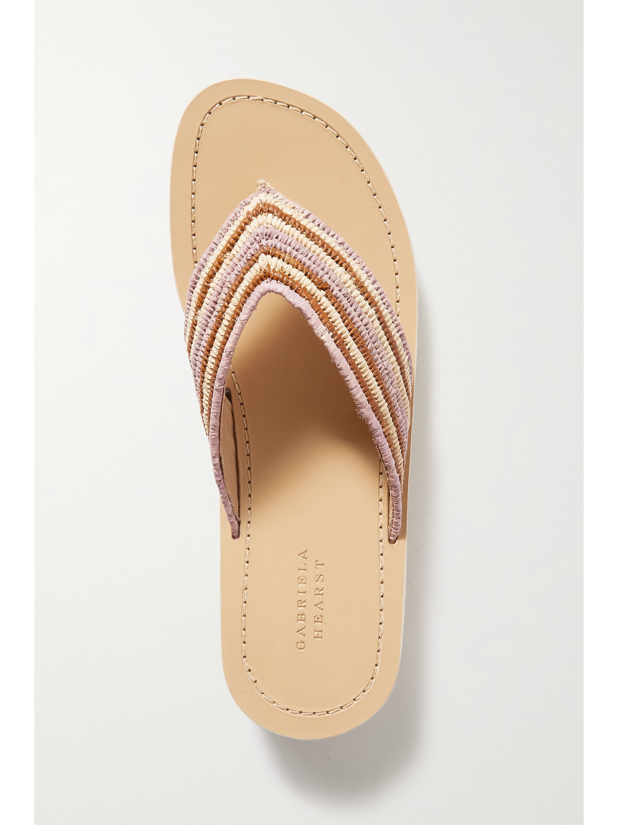 Shop Gabriela Hearst Clemence Striped Raffia Platform Flip Flops In Neutrals