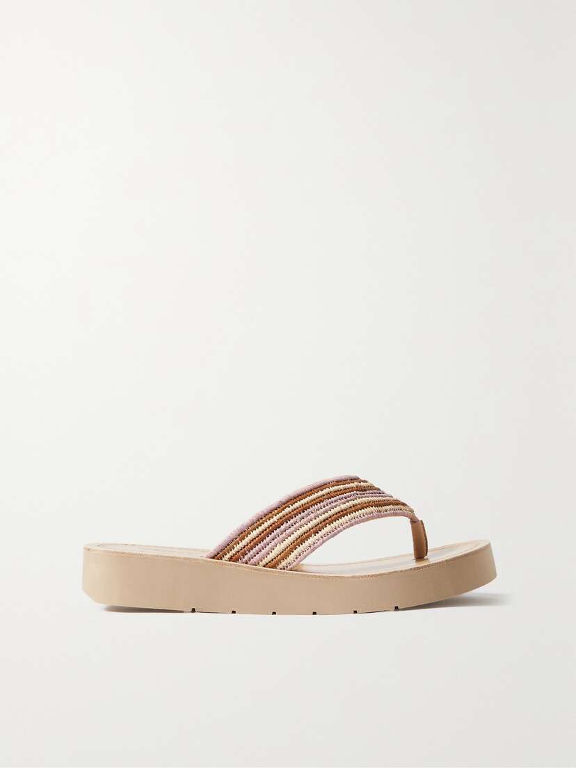Gabriela Hearst Clemence Striped Raffia Platform Flip Flops