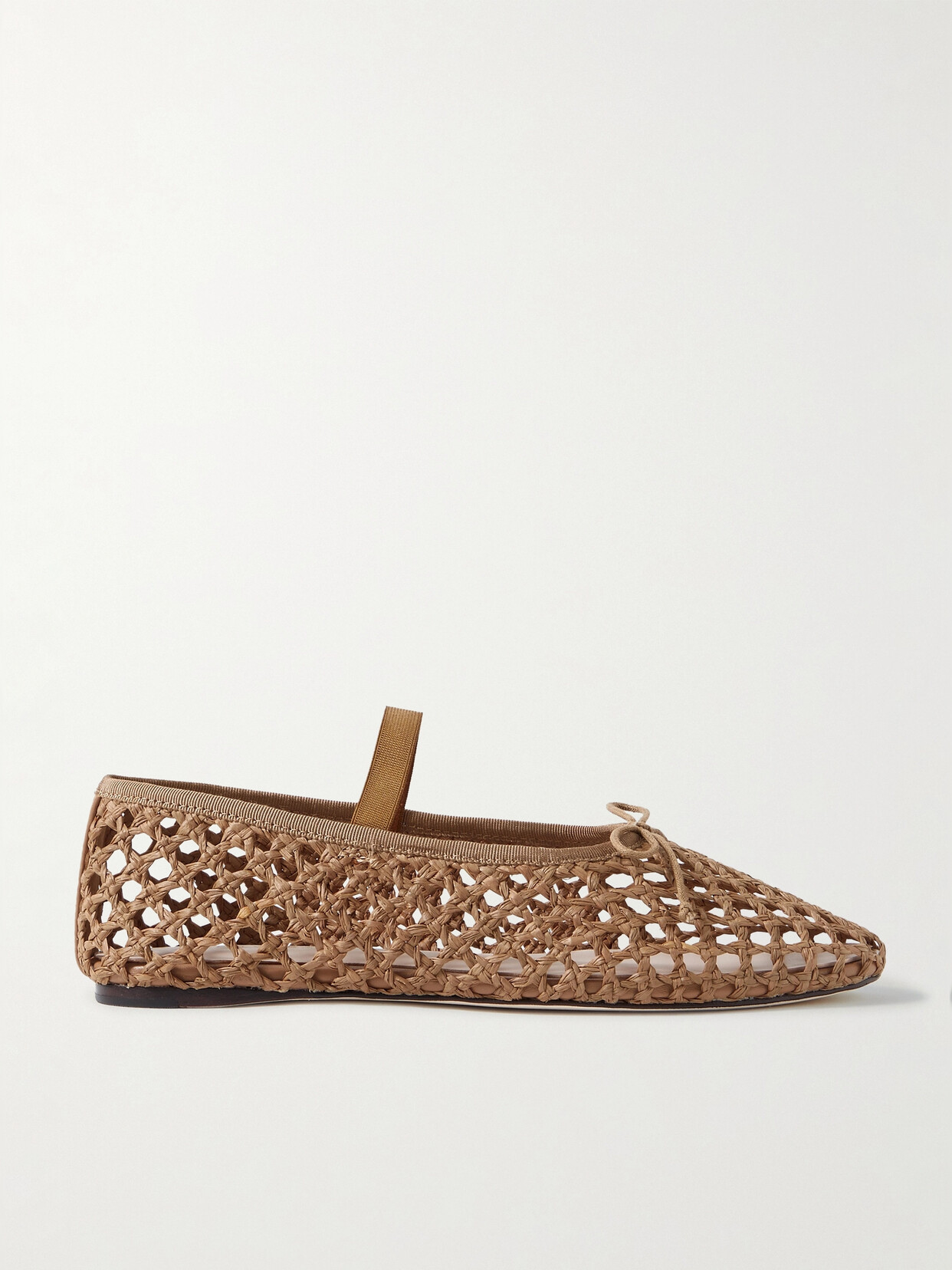 Loeffler Randall - Leonie Grosgrain-trimmed Raffia Mary Jane Ballet Flats - Brown