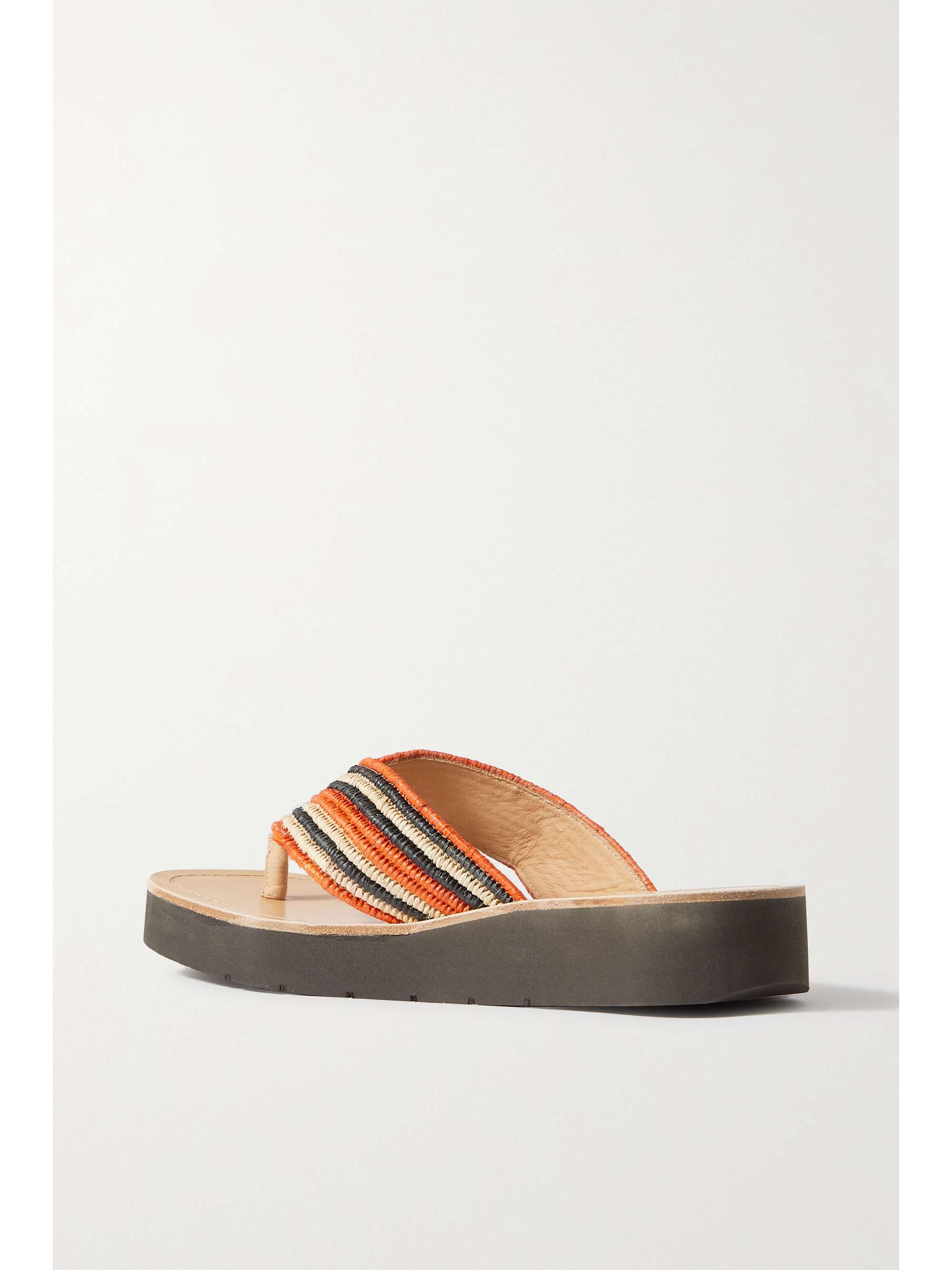 GABRIELA HEARST Clemence striped raffia platform flip flops