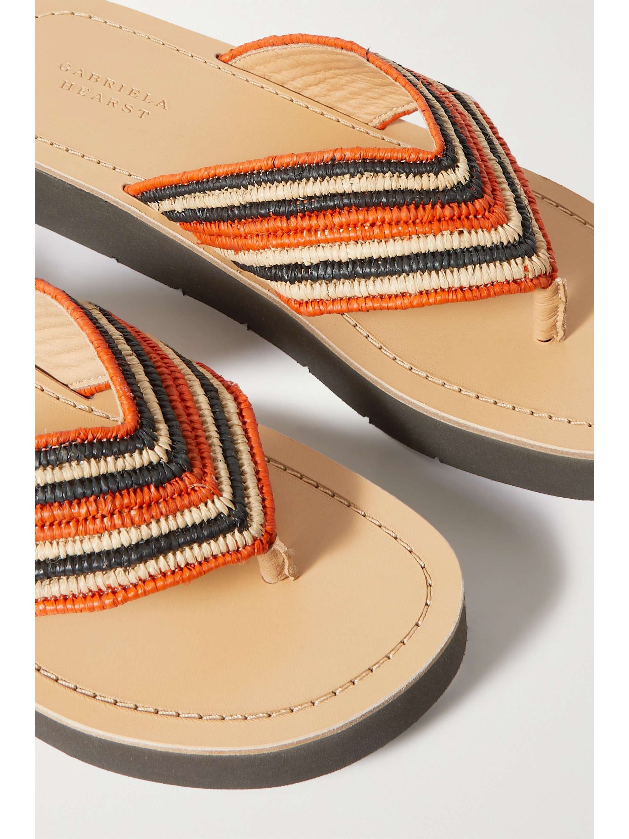 GABRIELA HEARST Clemence striped raffia platform flip flops